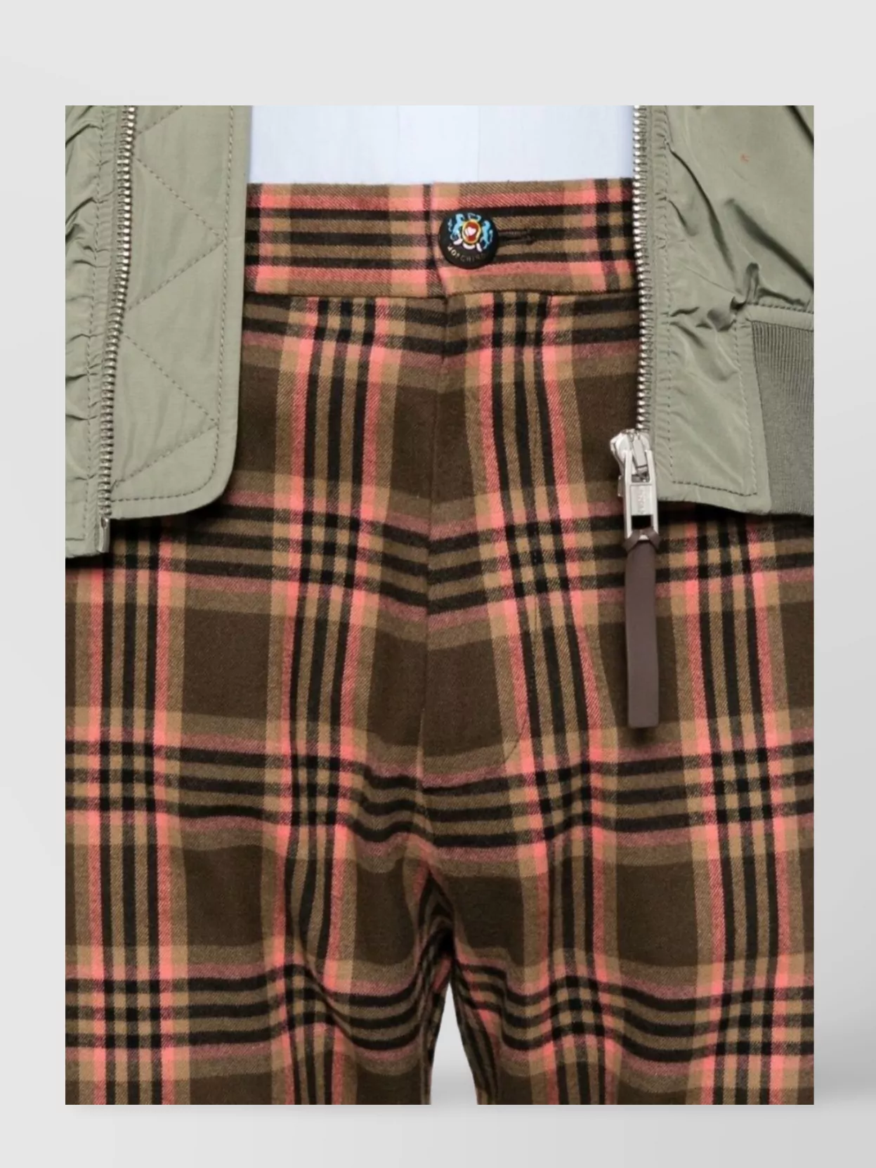 Moschino Cropped Plaid Trousers Belt Loops