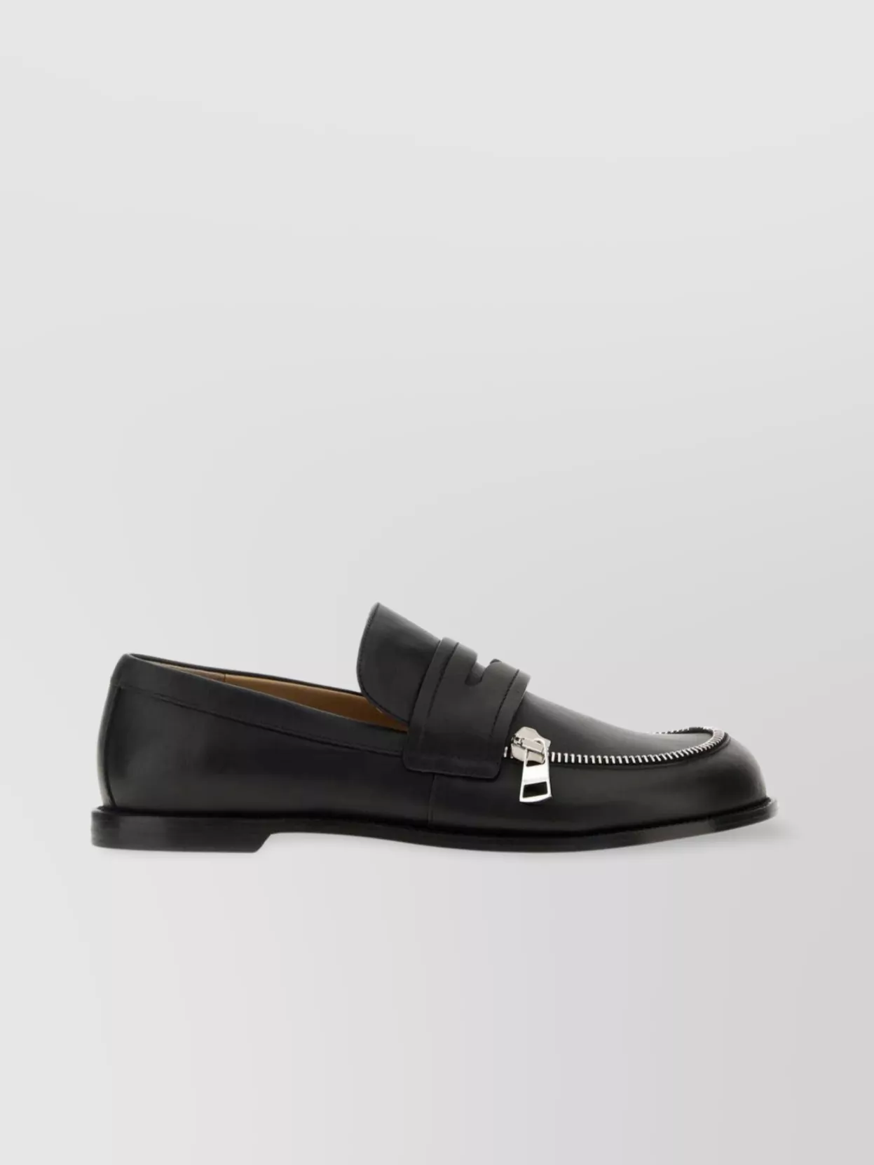 Jw Anderson Leather Loafers With Round Toe And Zipper Detail
