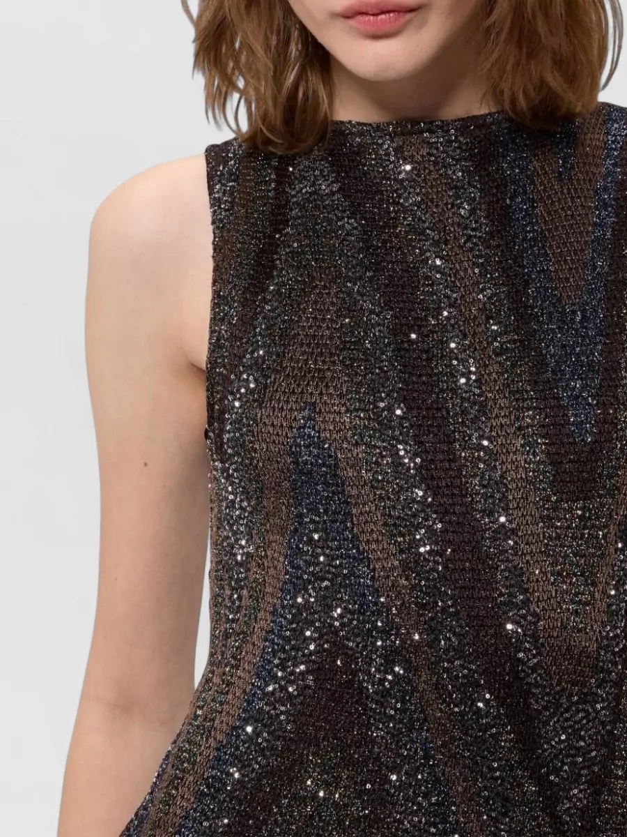 Missoni Metallic-Knit Sleeveless Chevron-Print Maxi Dress