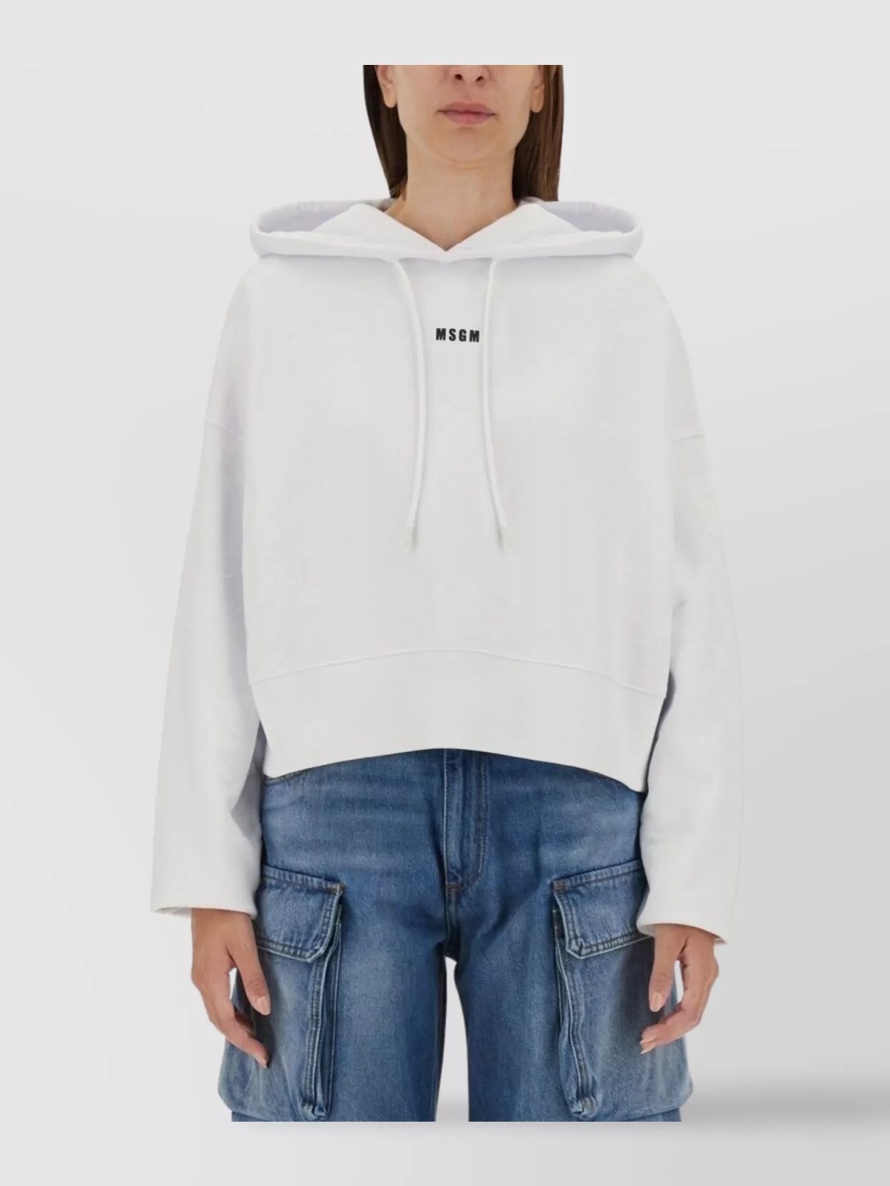 Msgm Logo Hooded Sweatshirt Long Sleeves