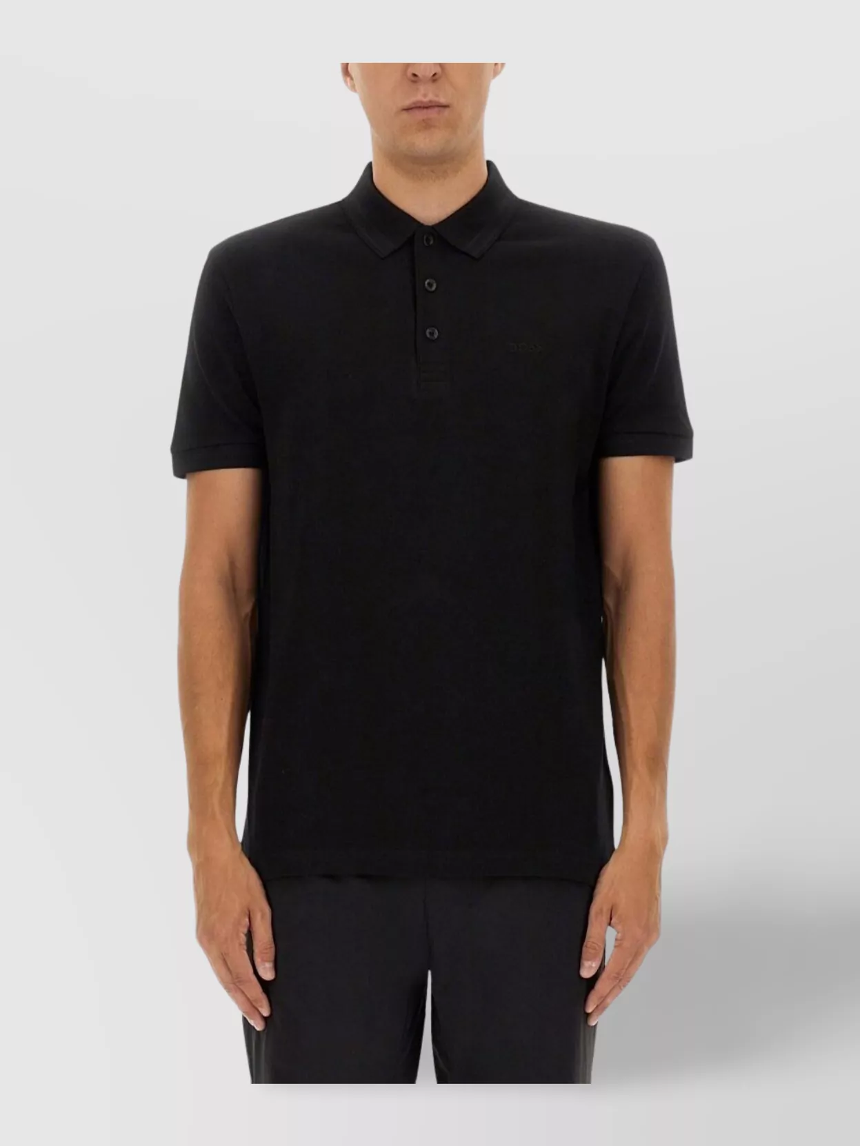 Boss Polo Shirt With Ribbed Collar And Short Sleeves