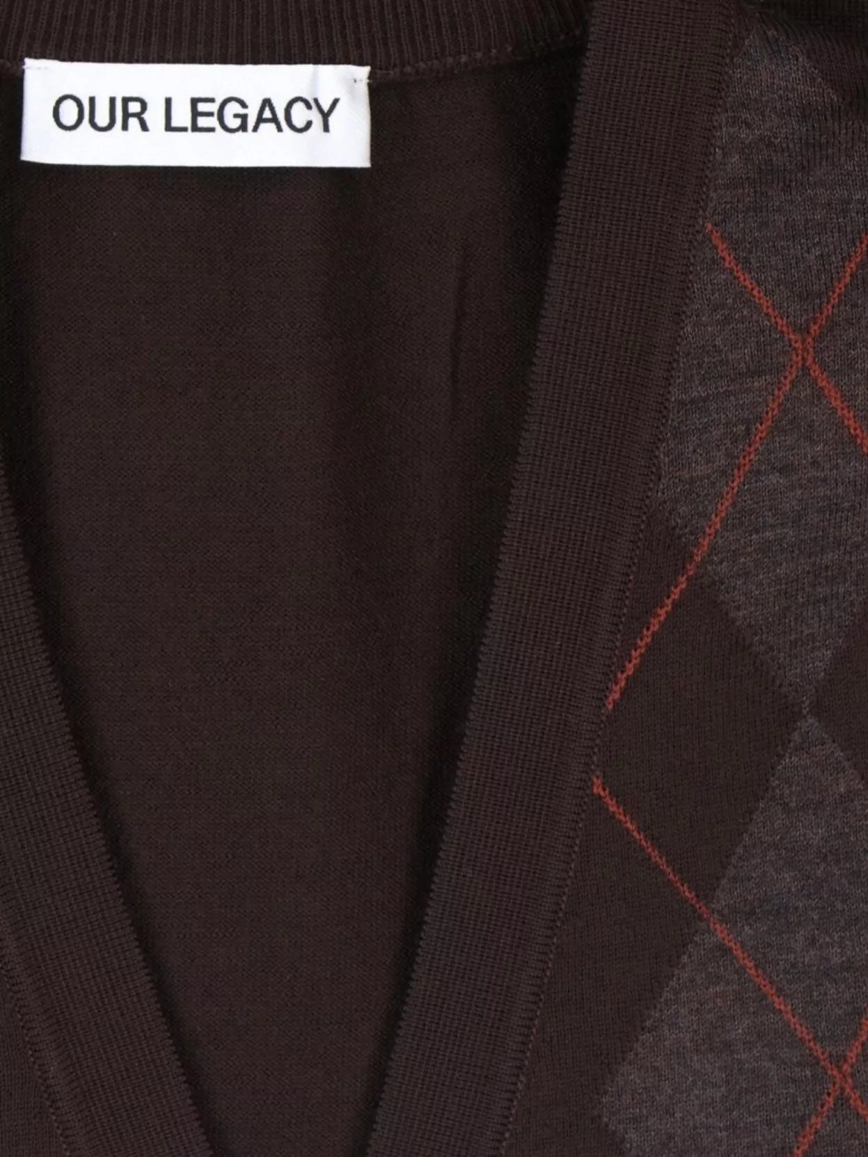 Our Legacy Argyle Pattern Long Sleeve Knitwear Top In Brown