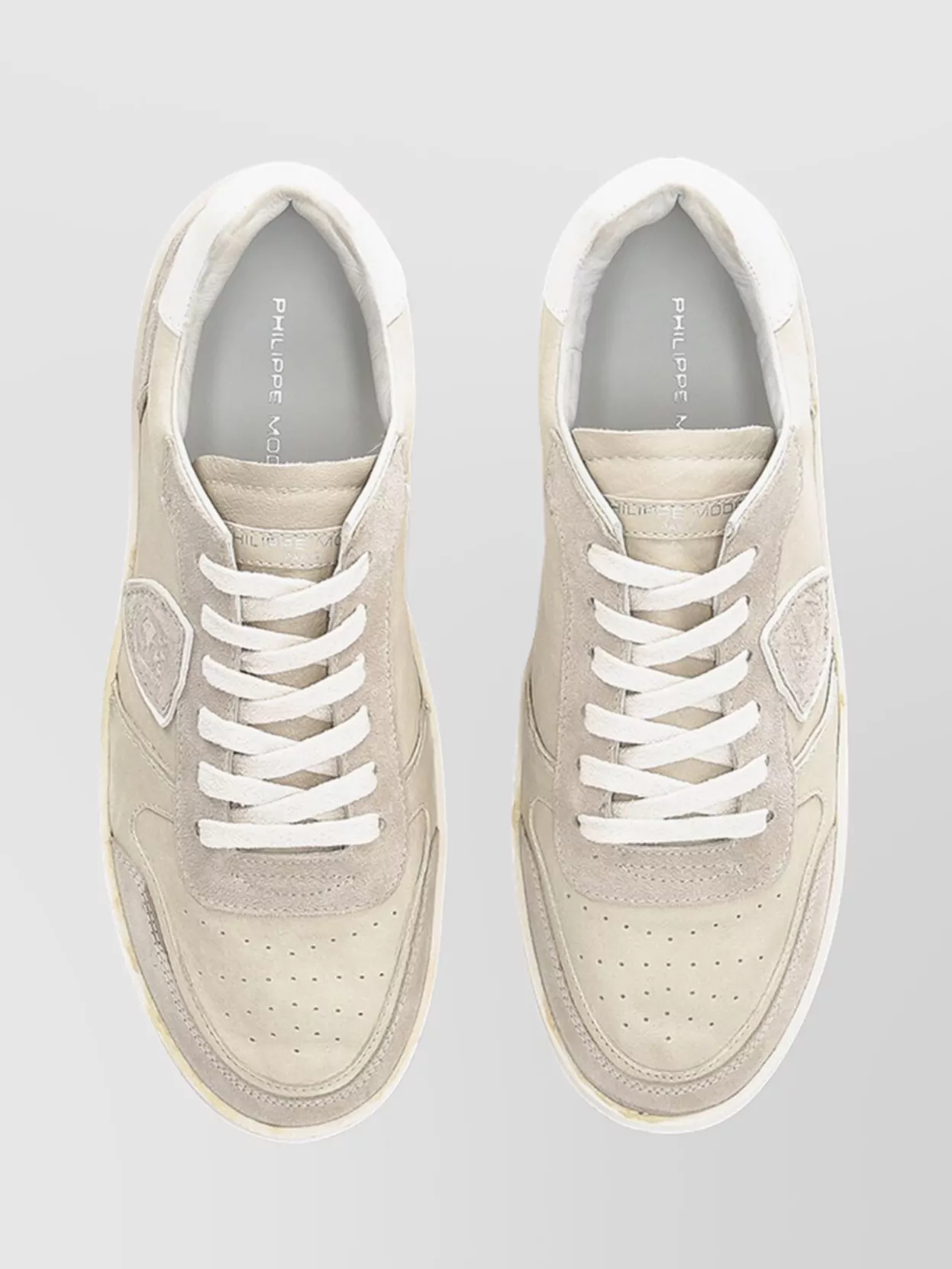 Philippe Model Perforated Rubber Sole Suede Slip-On Sneakers