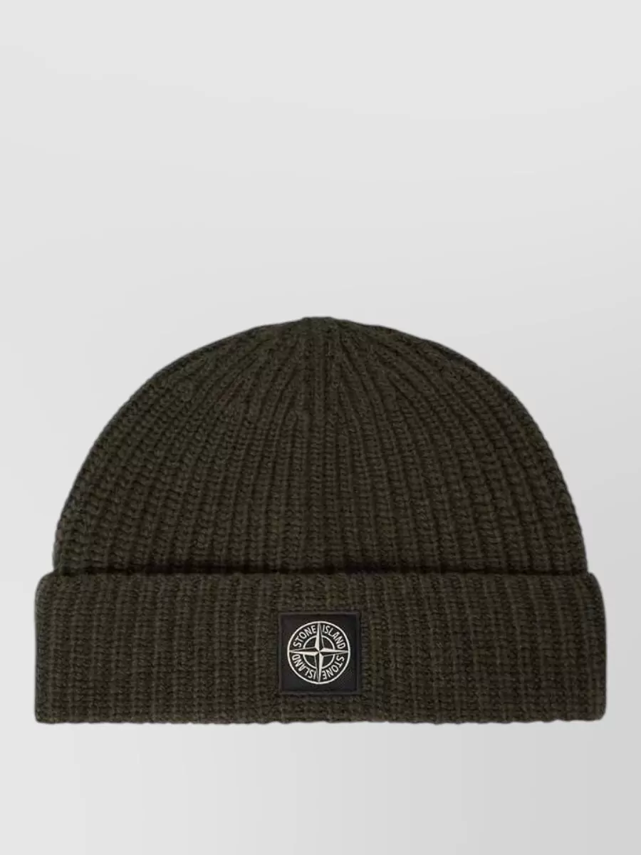 Stone Island ribbed virgin wool beanie