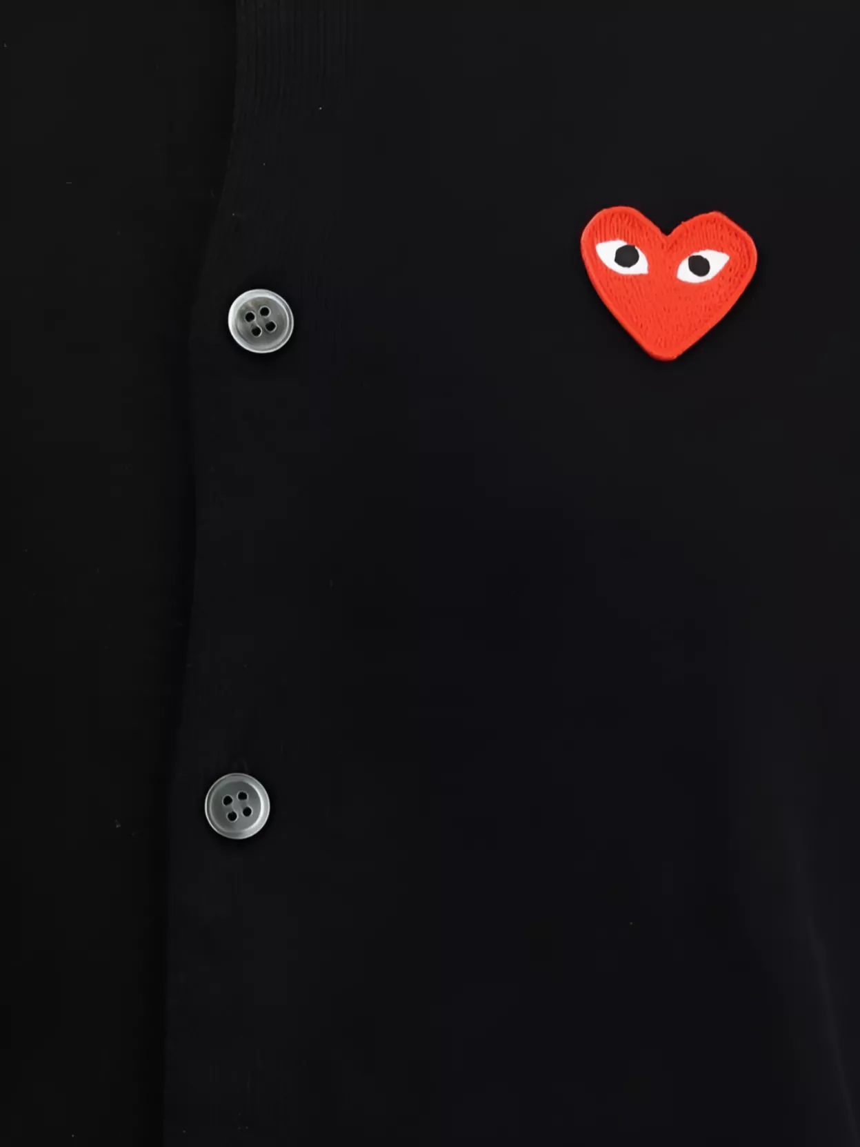 Comme Des Garçons Play Wool Logoed Cardigan With Ribbed Finish
