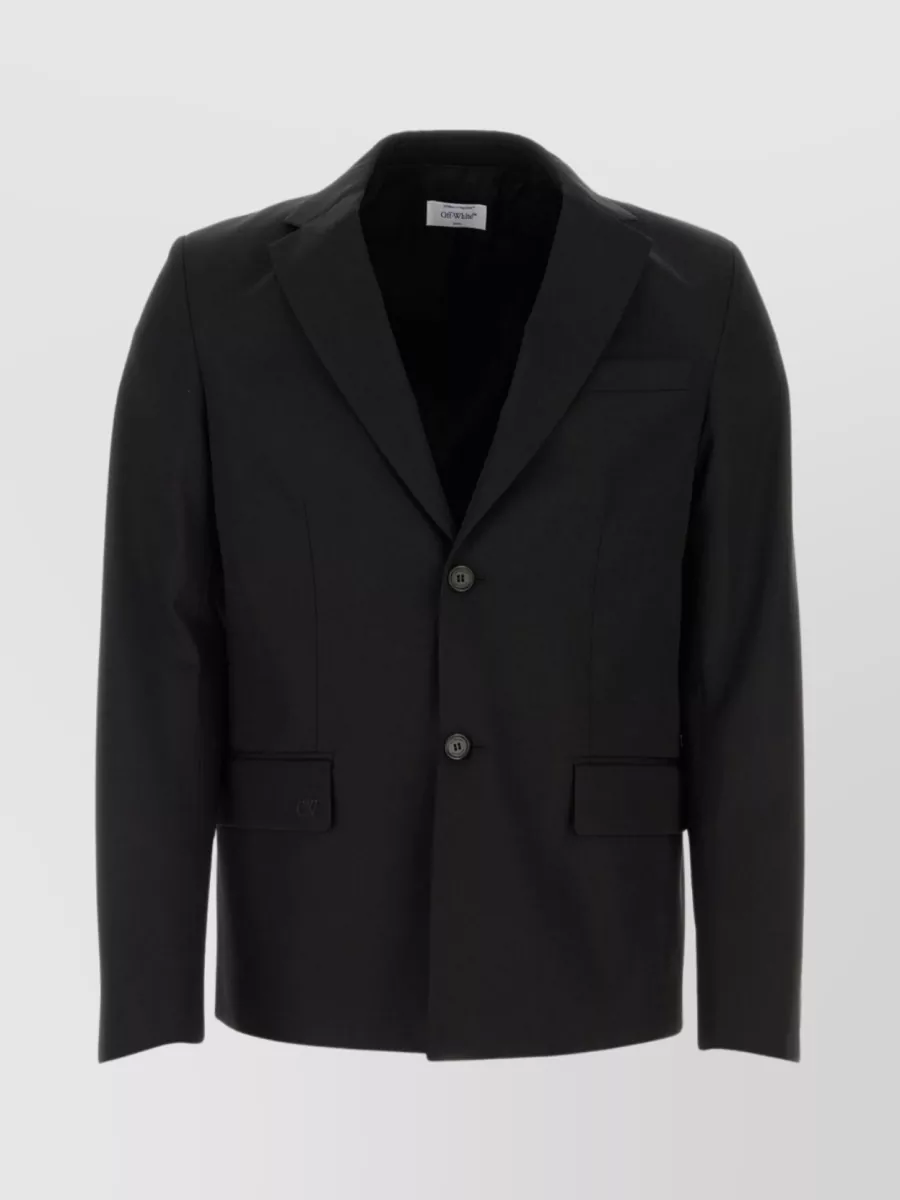 Shop Off-white Wool Blazer With Multiple Pockets In Black