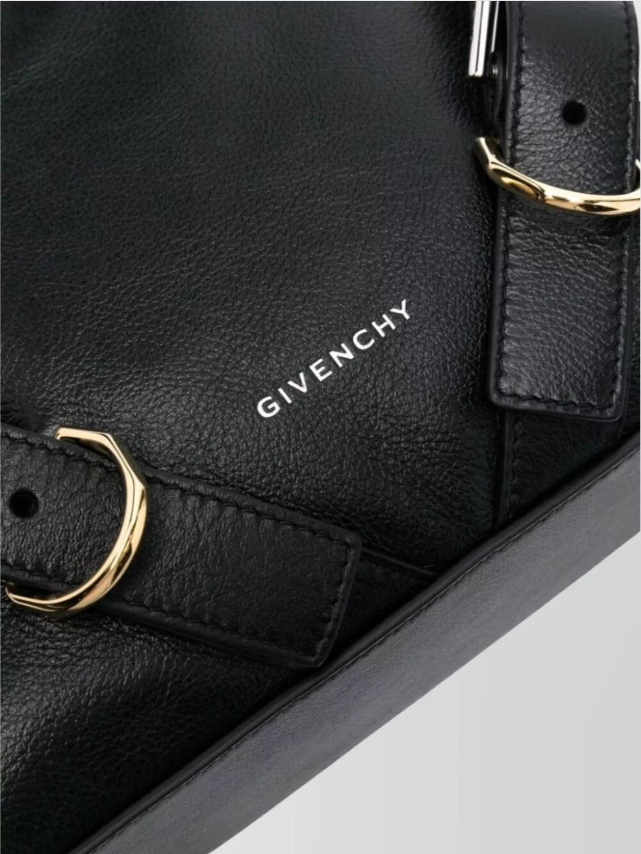 Givenchy Grained Black Calf Leather Shoulder Bag With Decorative Buckle
