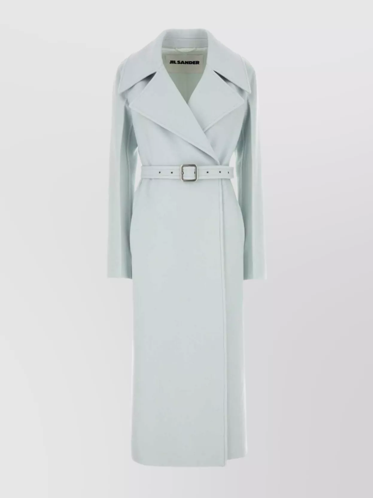 Jil Sander Cashmere Coat Belted Waist In Green