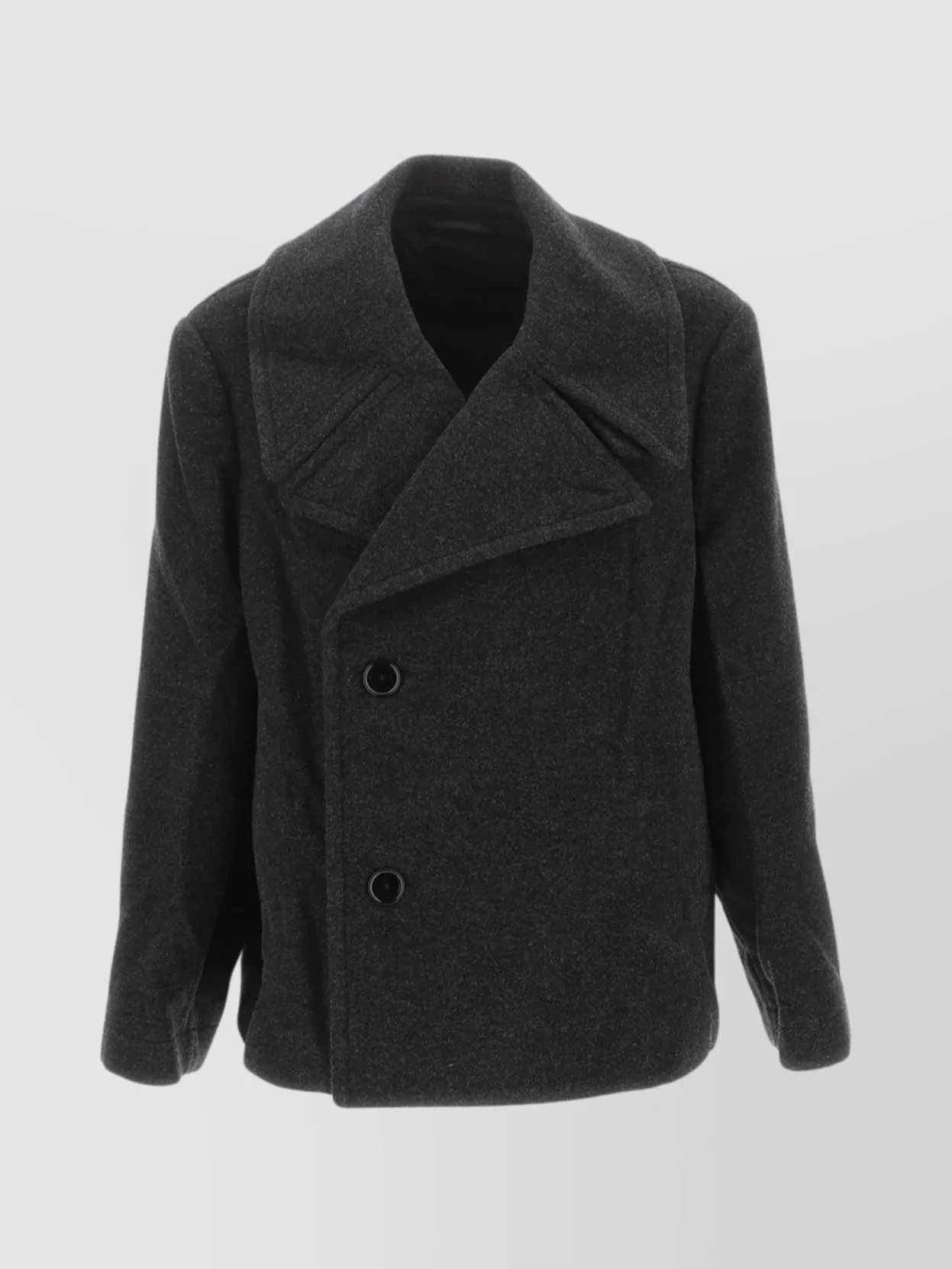 Lemaire Wool Blend Notched Lapel Long Sleeves Coat In Gray