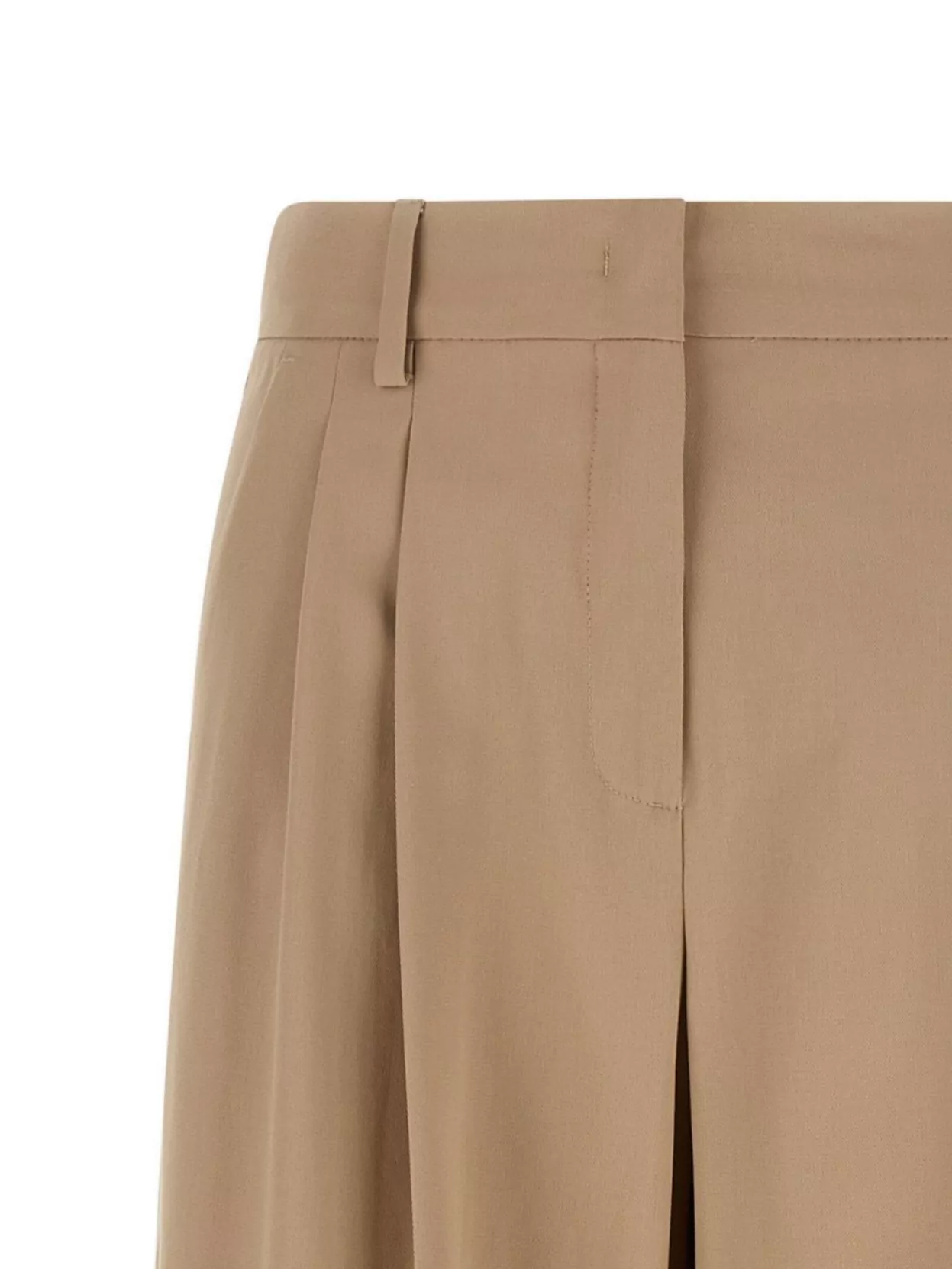 Weekend Max Mara Front Pleated Wide Leg Trousers With Belt Loops In Brown