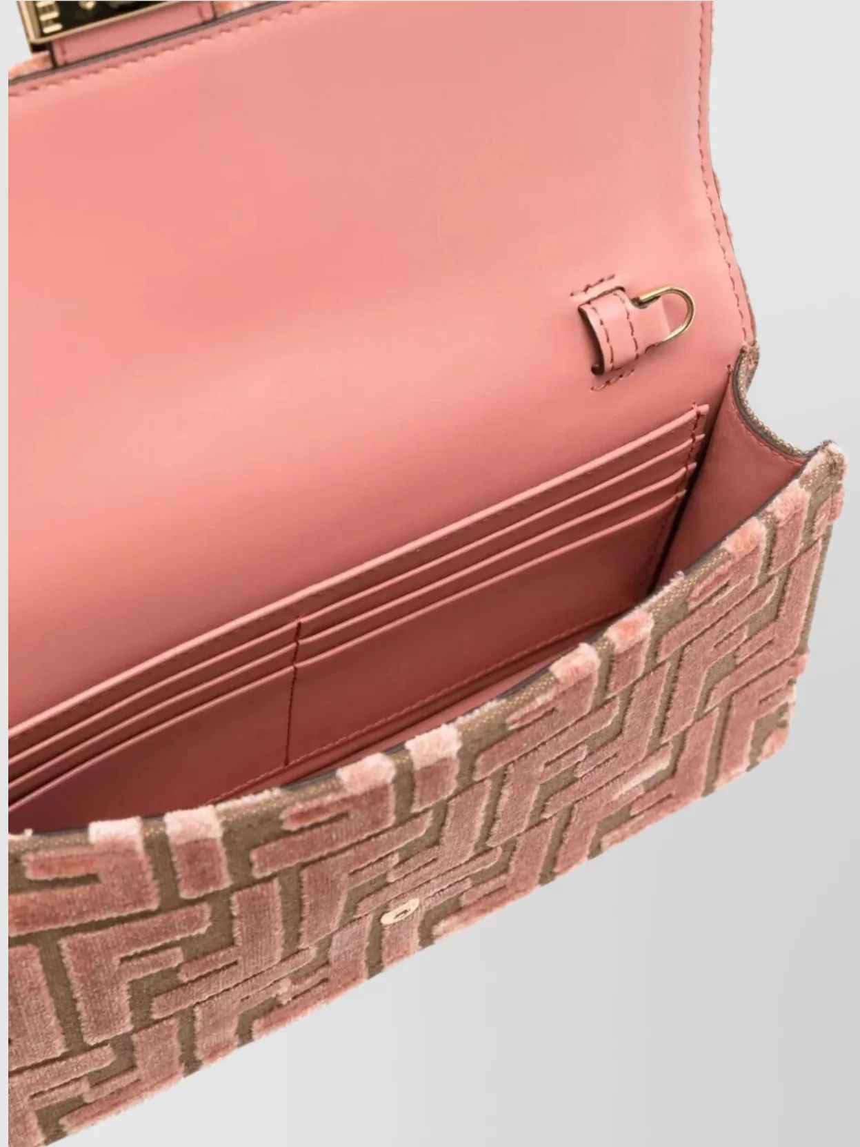 Fendi Chain Strap Jacquard Velvet Baguette