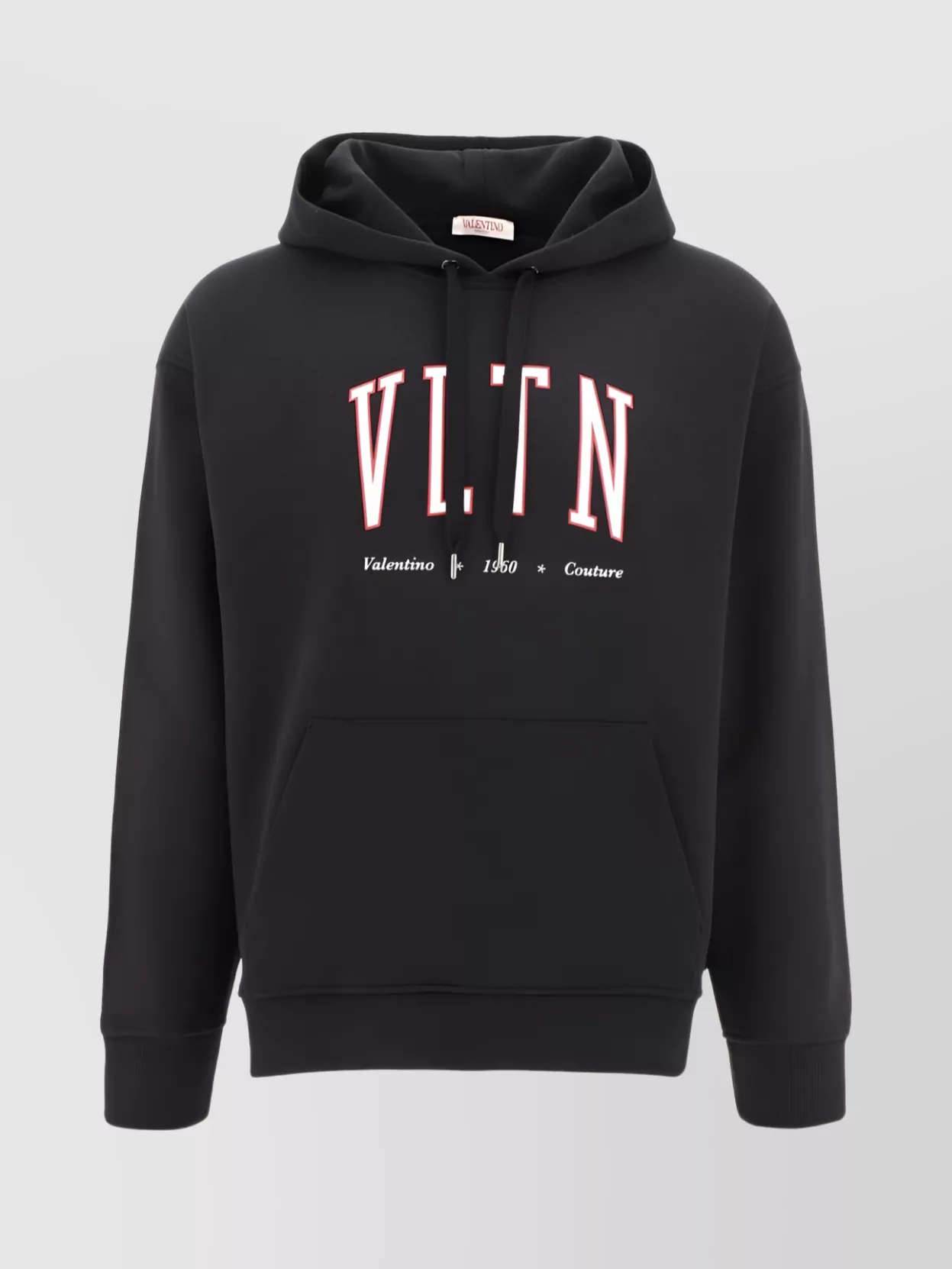 Shop Valentino Ribbed Drawstring Hood Sweater In Black