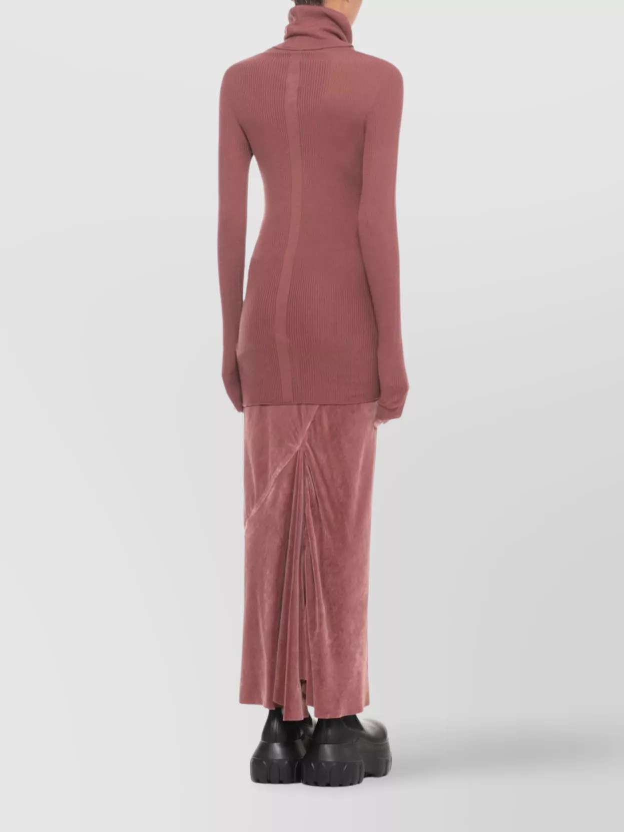 Rick Owens Fitted Turtleneck Knitwear Ribbed Texture In Multi