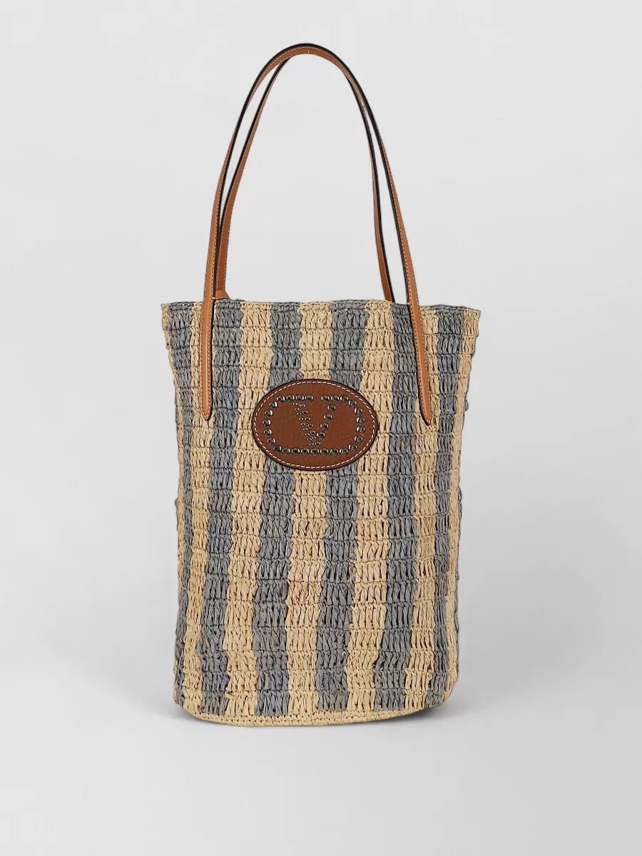 Valentino Garavani vlogo signature raffia beach bag
