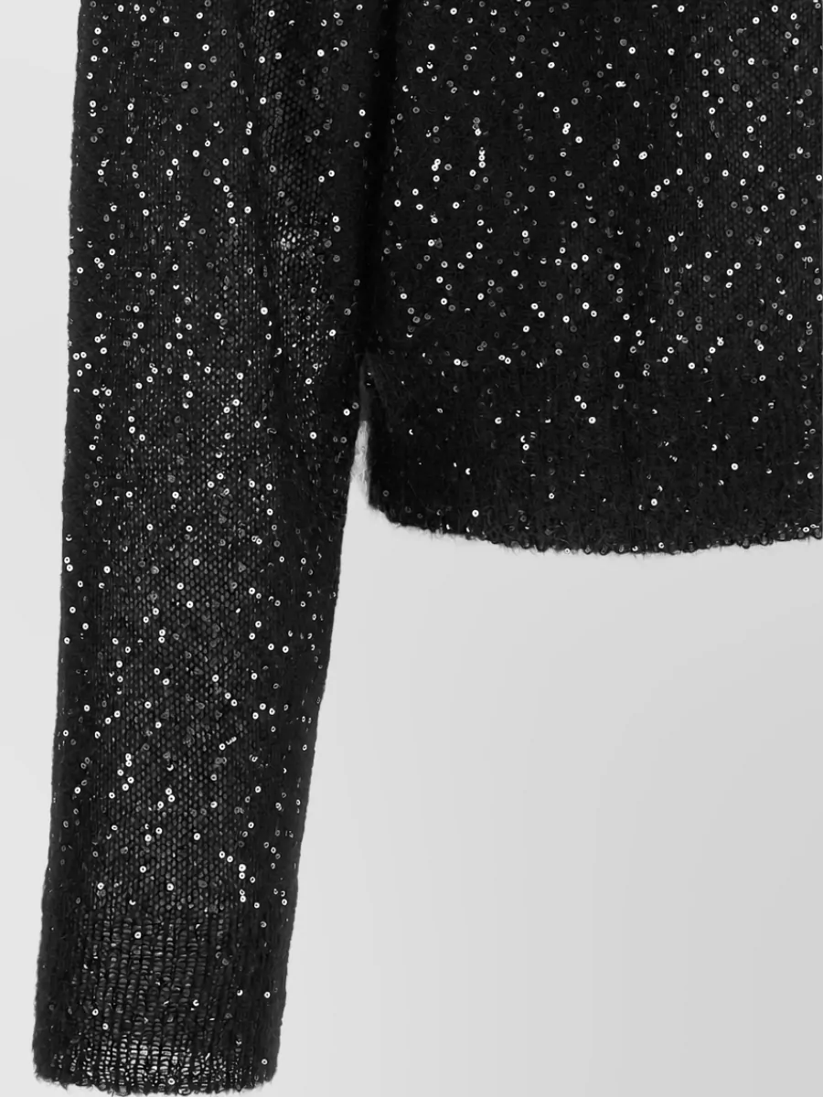 Nude Sequined Mohair-Blend Crewneck Sweater