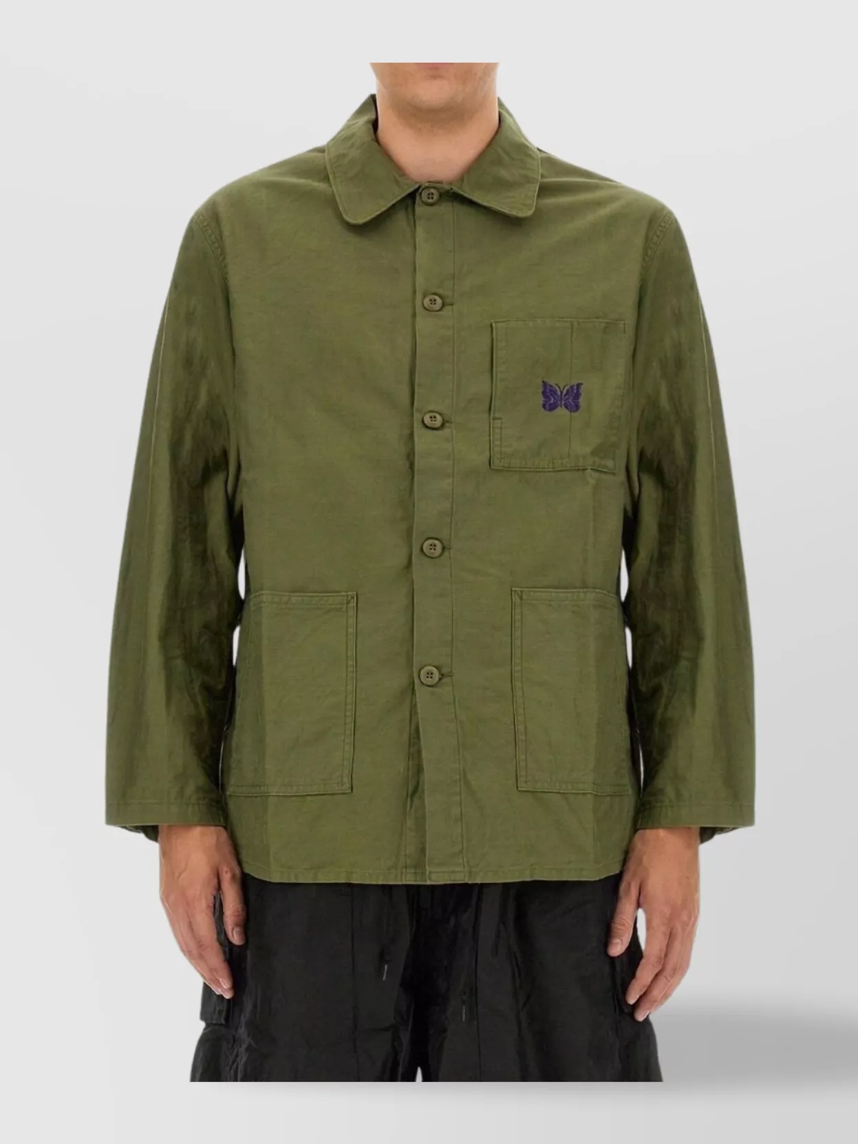 NEEDLES LOGO EMBROIDERED SHIRT FEATURING POCKETS