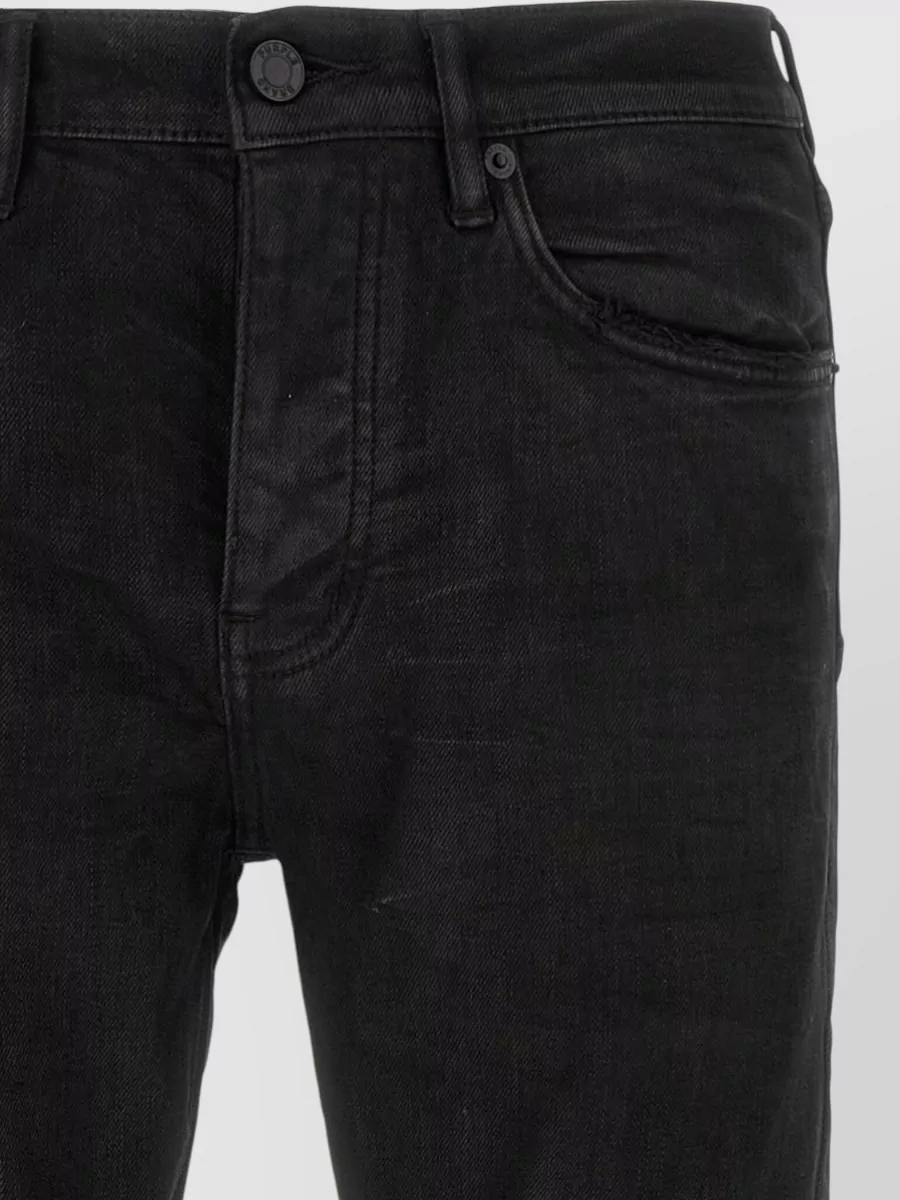 Purple Denim Low-Rise Tapered Jeans