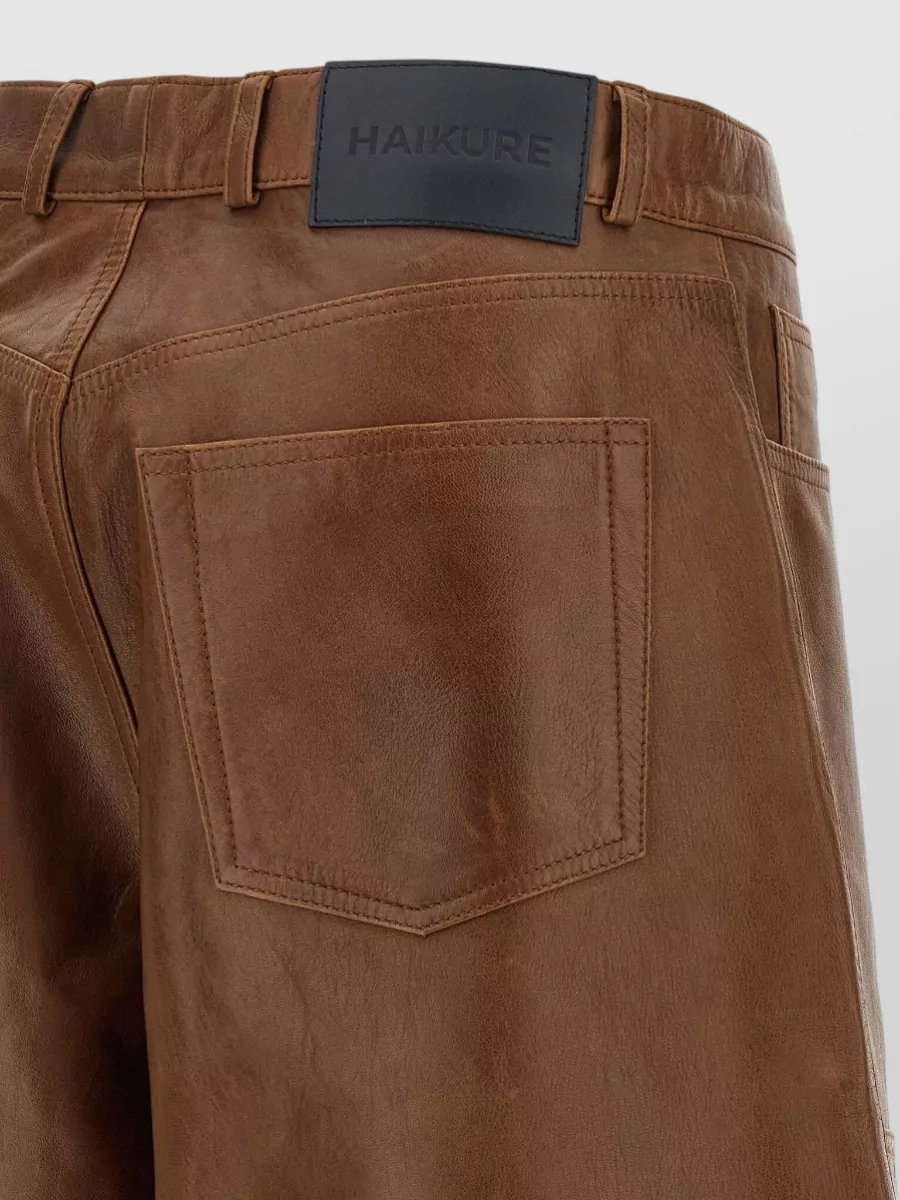 Haikure Leather Knee-Length Wide-Leg Bermuda Shorts