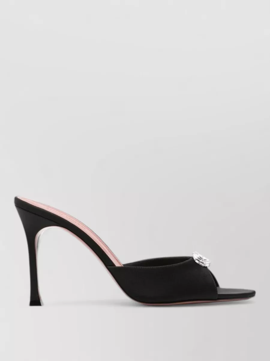Amina Muaddi Crystal-Embellished Leather Mules