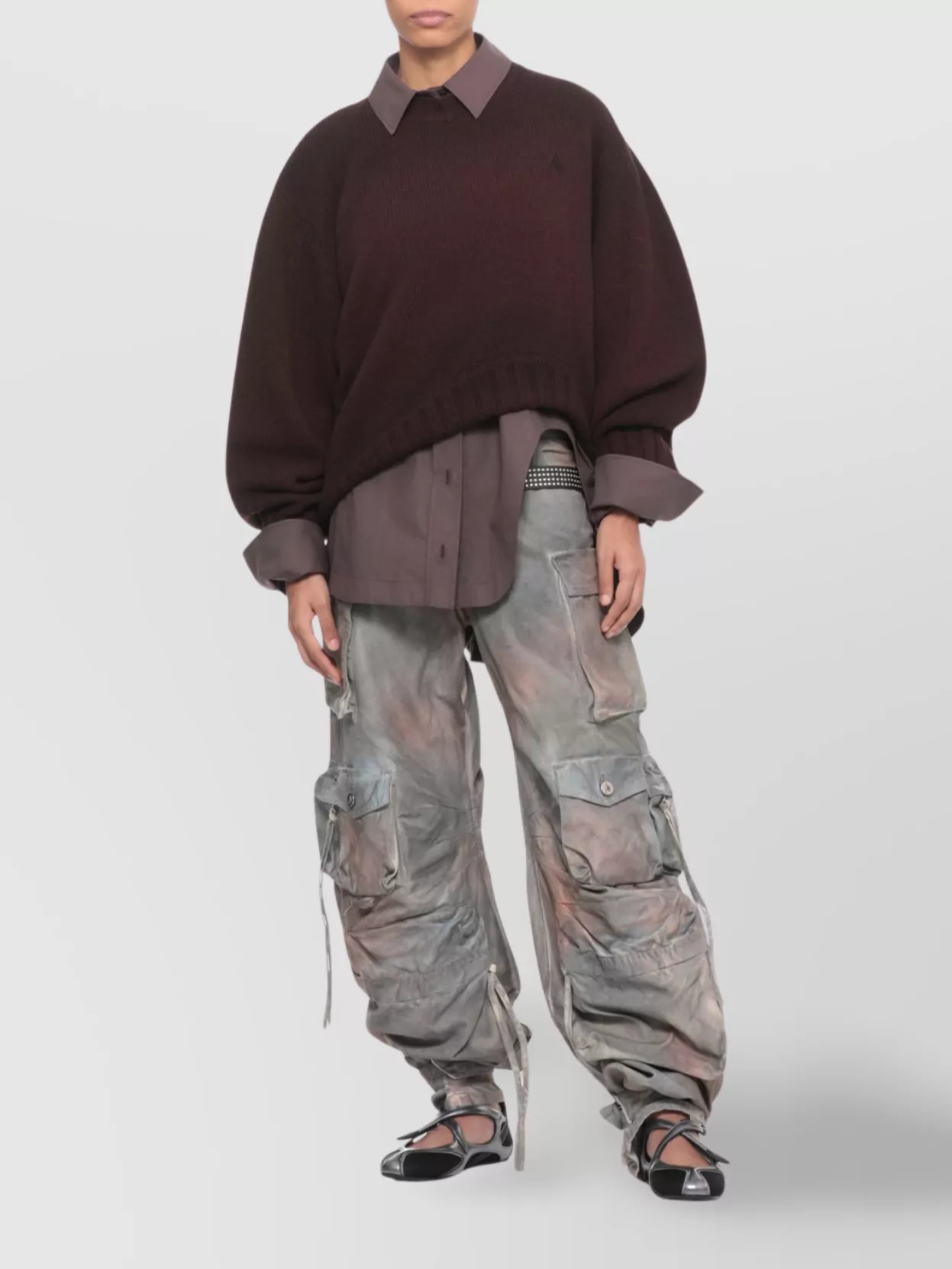 The Attico Cargo Jeans With Belt Loops And Tie Features