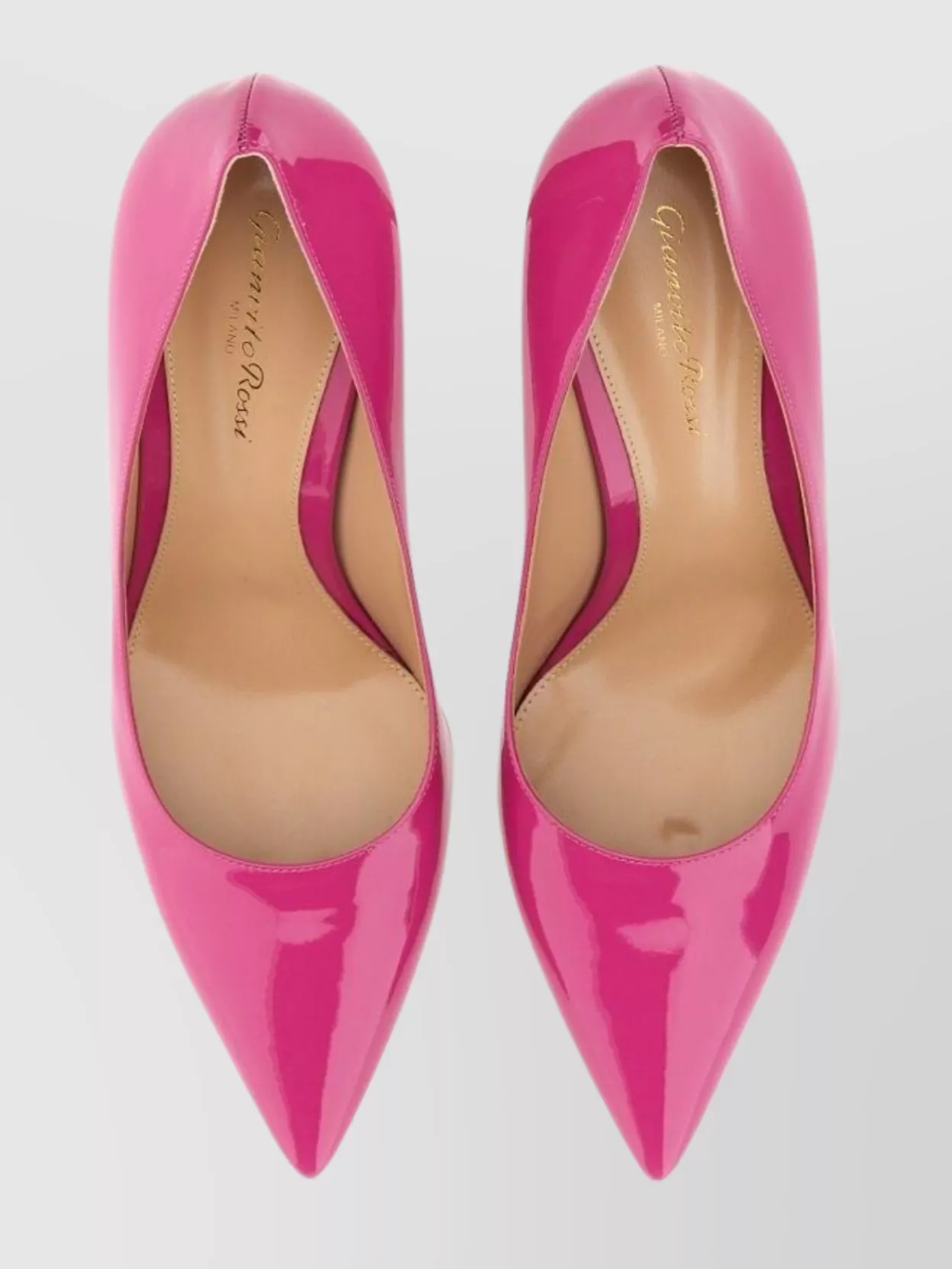 GIANVITO ROSSI GLOSSY LEATHER POINTED TOE STILETTO HEEL PUMPS
