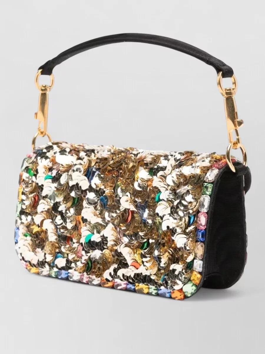 Valentino Garavani Vlogo Signature Small Silk Embellished Clutch Bag