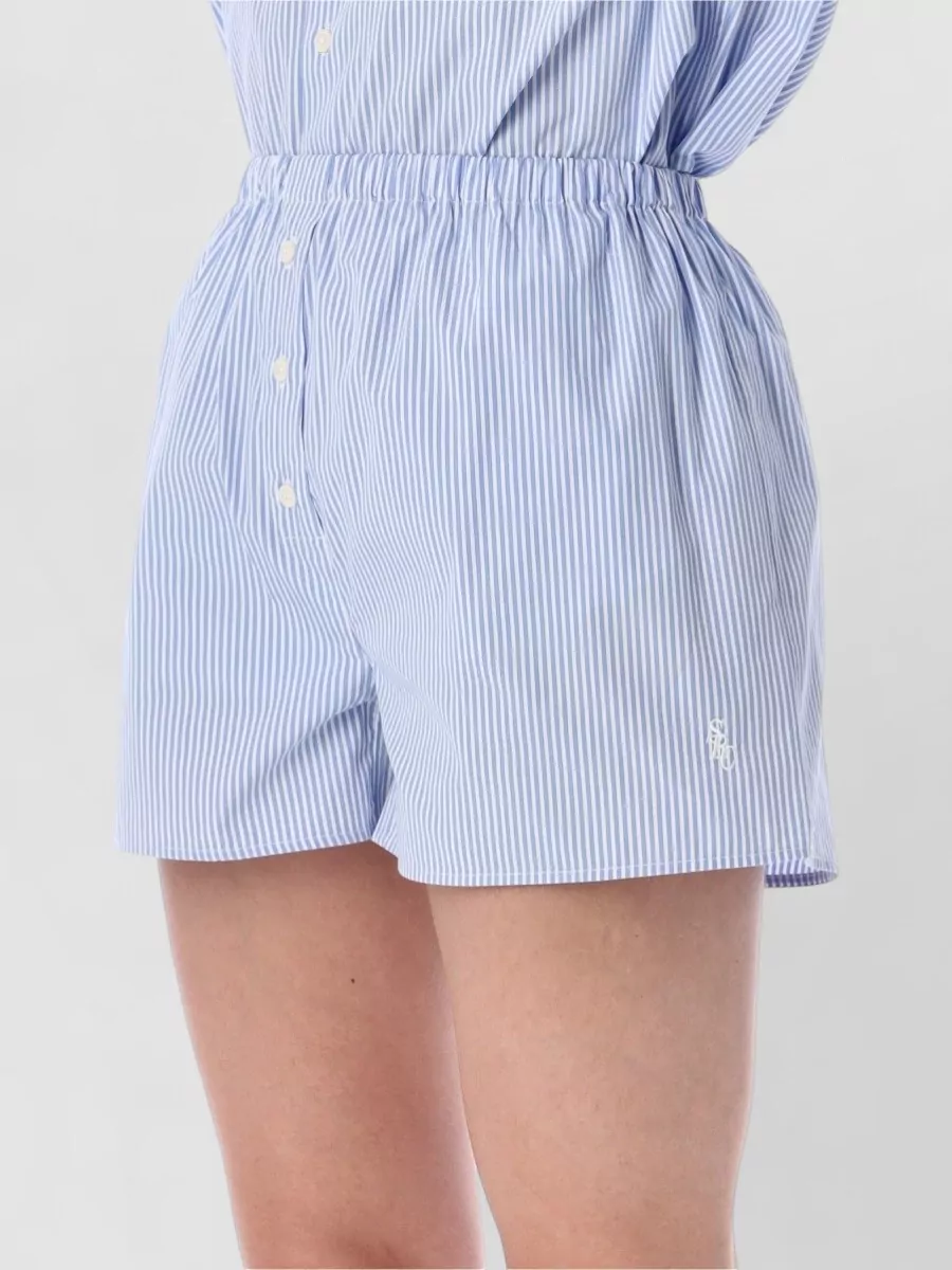 Sporty & Rich Striped Cotton Poplin Shorts