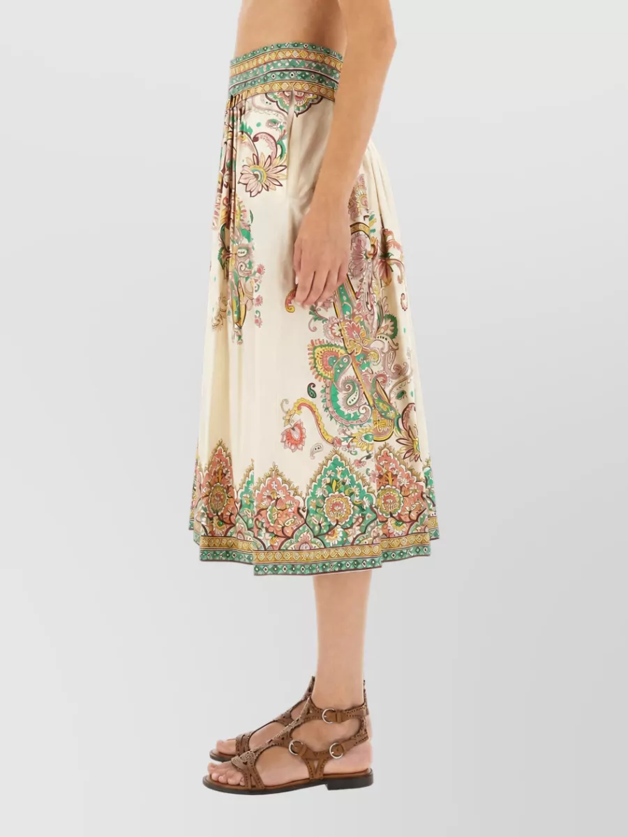 Etro Paisley Print High Waist Pleated Skirt