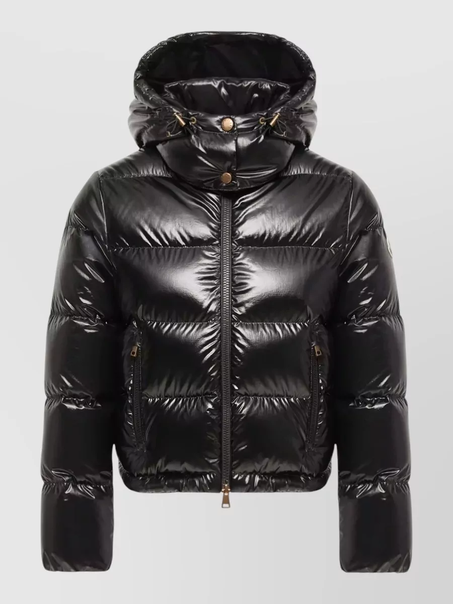 Moncler down hooded short parka coat
