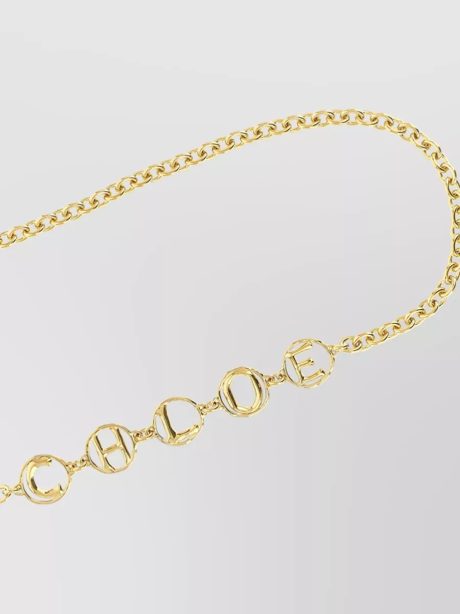 Chloé Script Logo Chain Belt Gold Tone