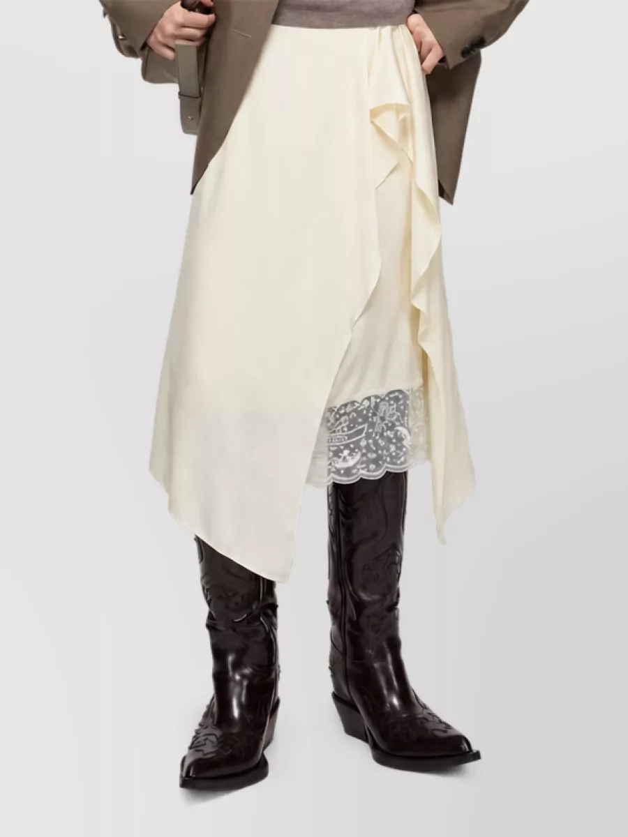 Acne Studios Satin draped asymmetric midi skirt
