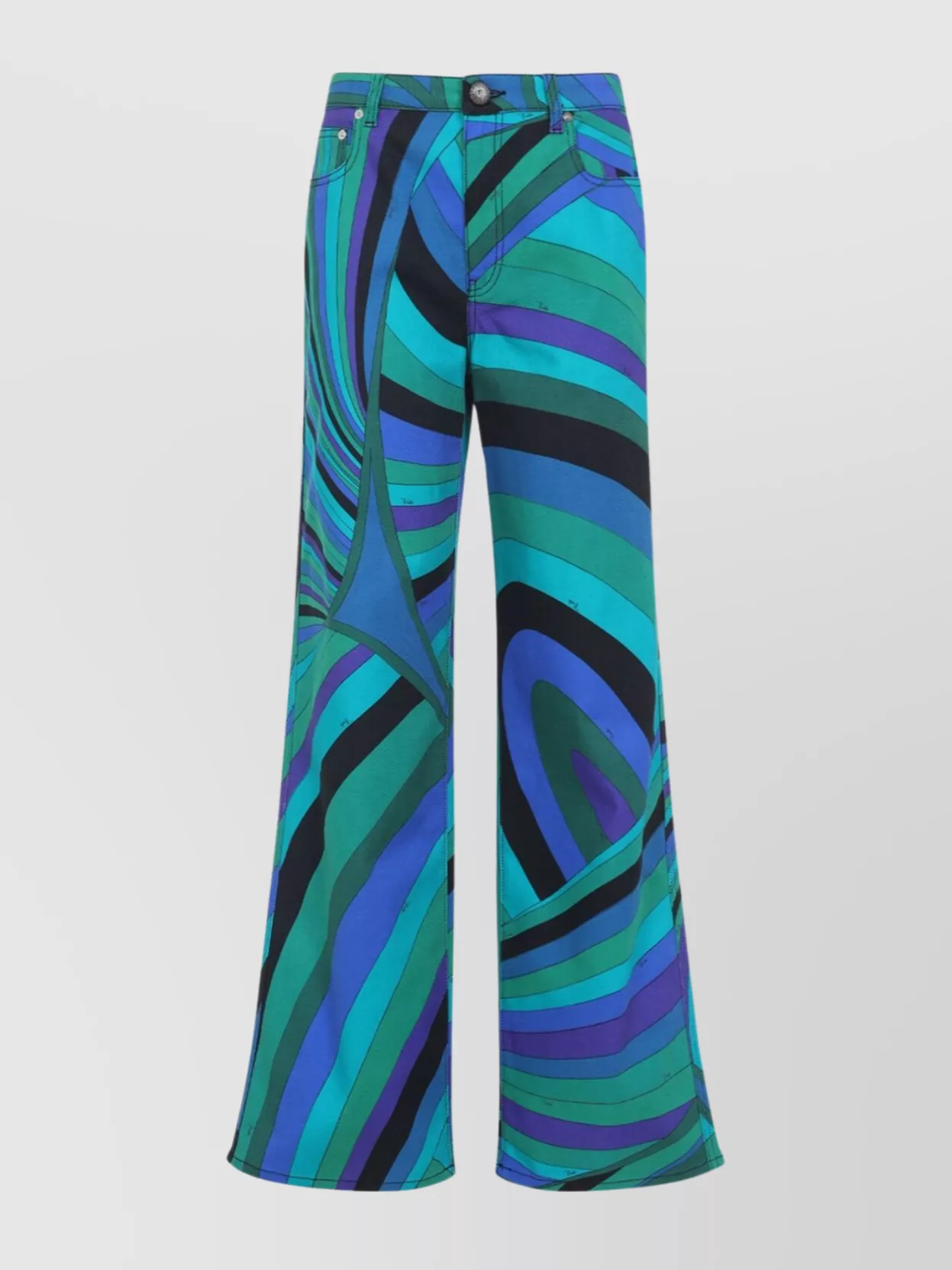 Pucci Geometric Design Cotton Blend Flared Pants In Multi