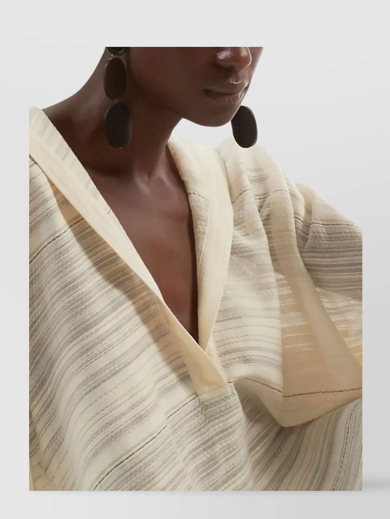 Taller Marmo Long Kaftan In Cotton With Horizontal Stripes