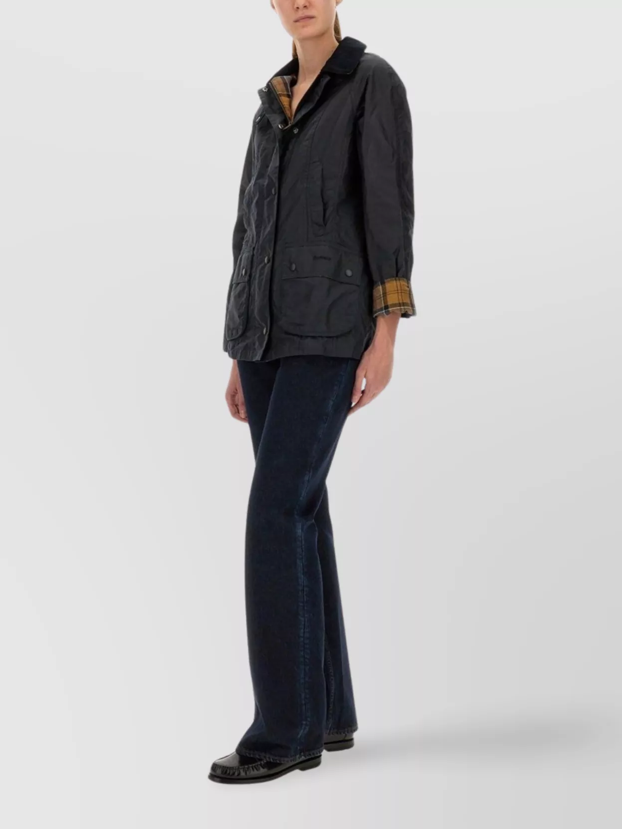 Barbour Collared Long Sleeve Coat And Pockets