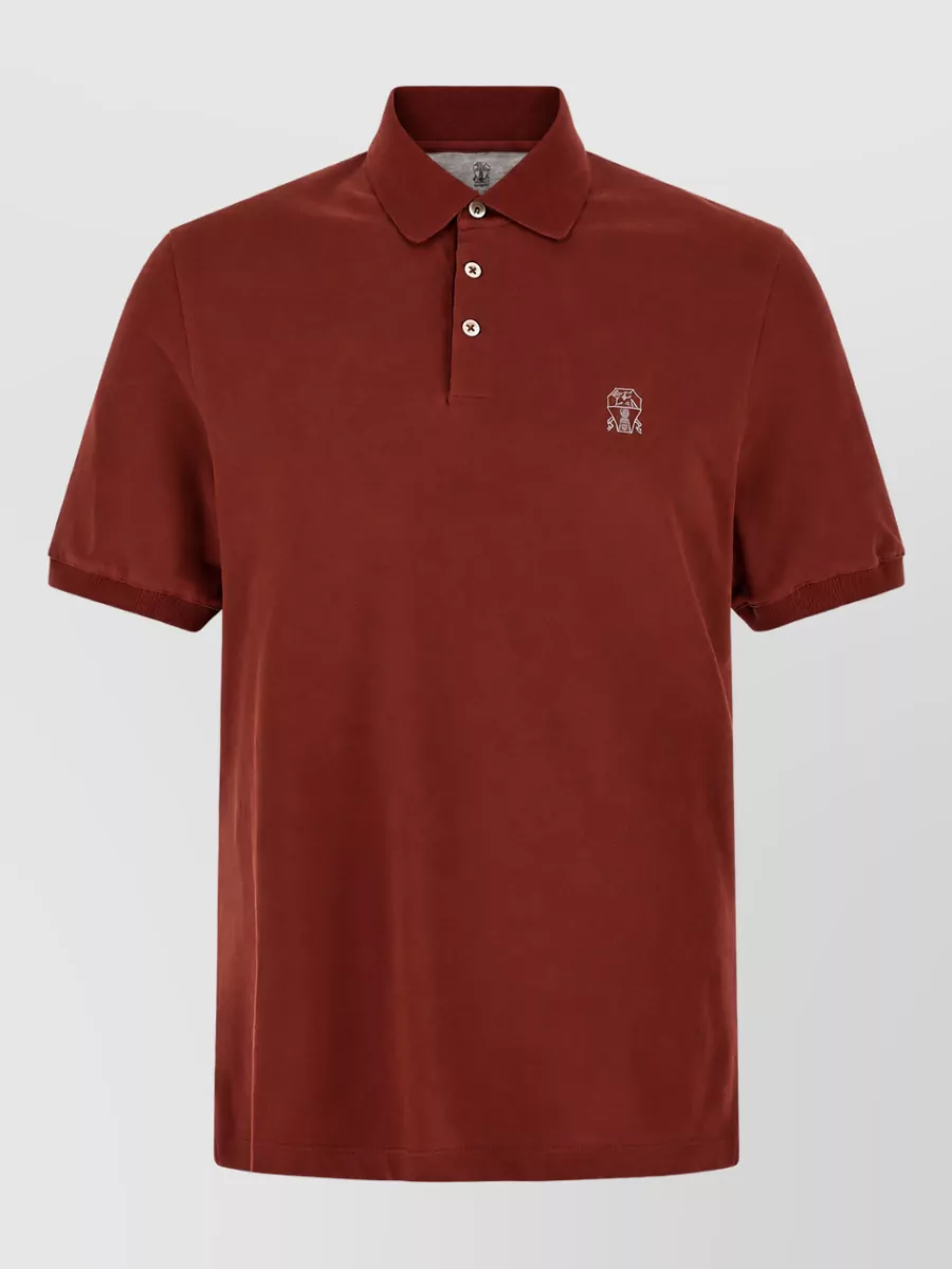 Brunello Cucinelli cotton piqué logo embroidery polo shirt