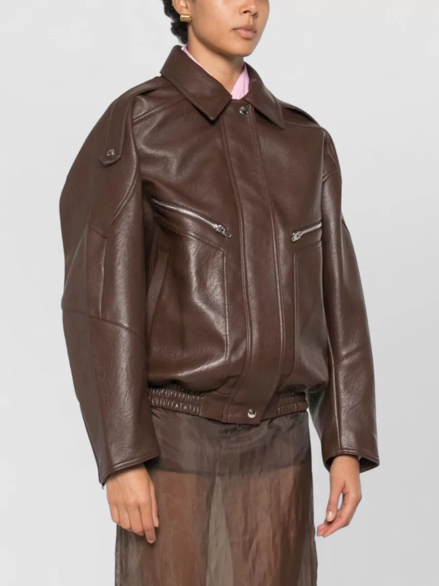 The Frankie Shop Faux Leather Oversized Bomber Jacket