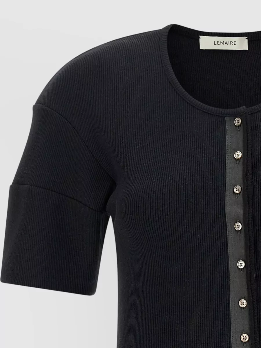 Lemaire Henley Knit Short Sleeve Round Neck Sweater