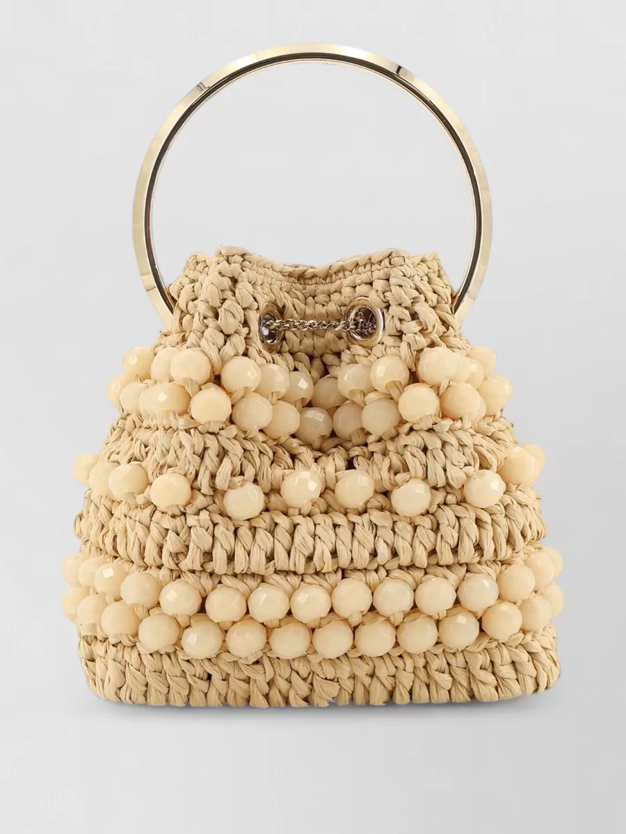 Jimmy Choo Bon Bon Raffia Bucket Bag