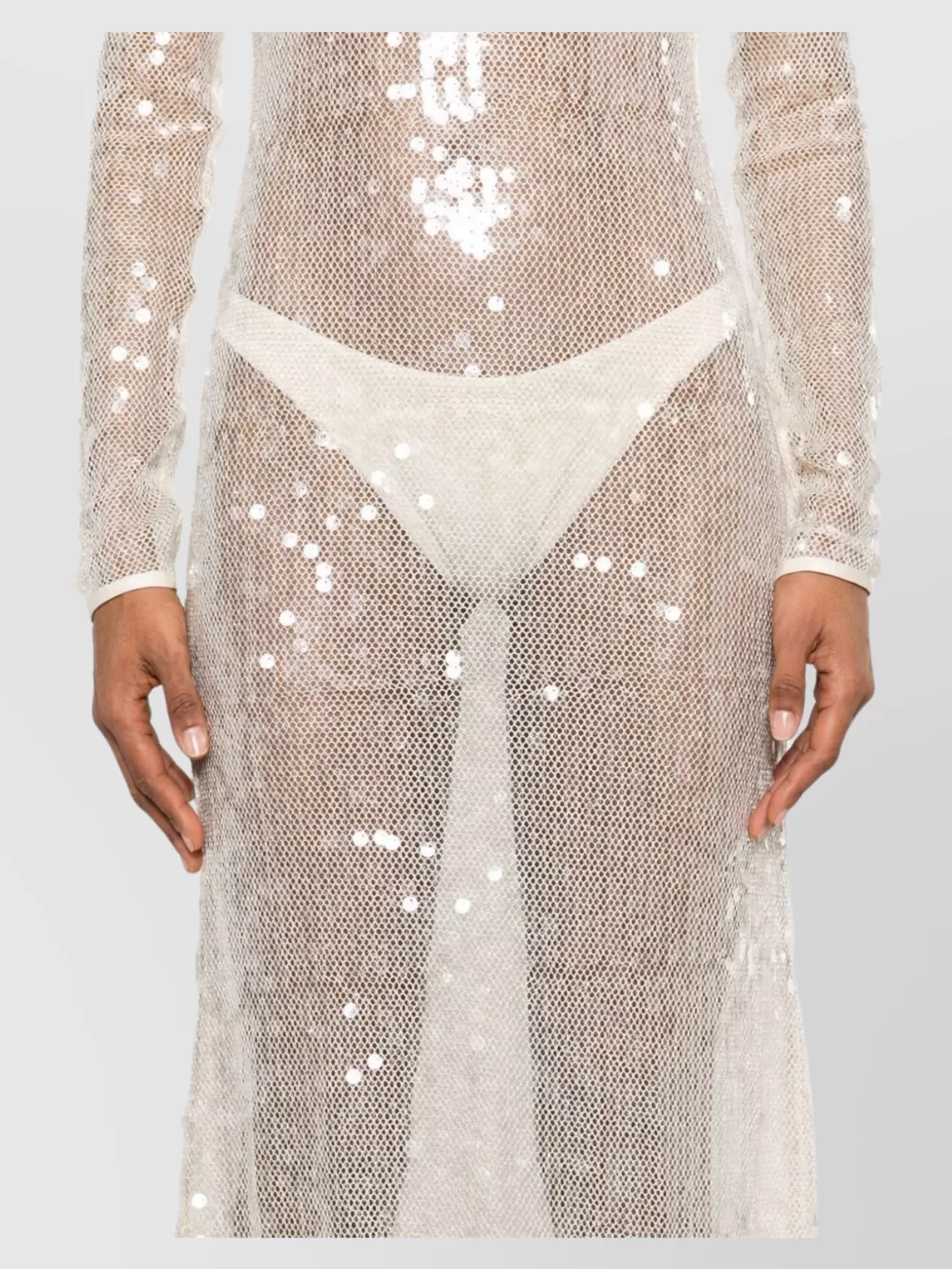 David Koma Sequin Mesh Floor-Length Dress