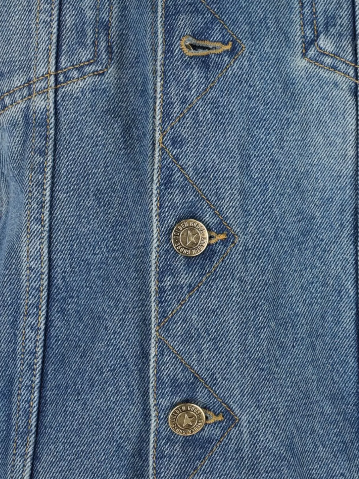 Golden Goose Flap Pocketed Collar Stitched Denim Jacket