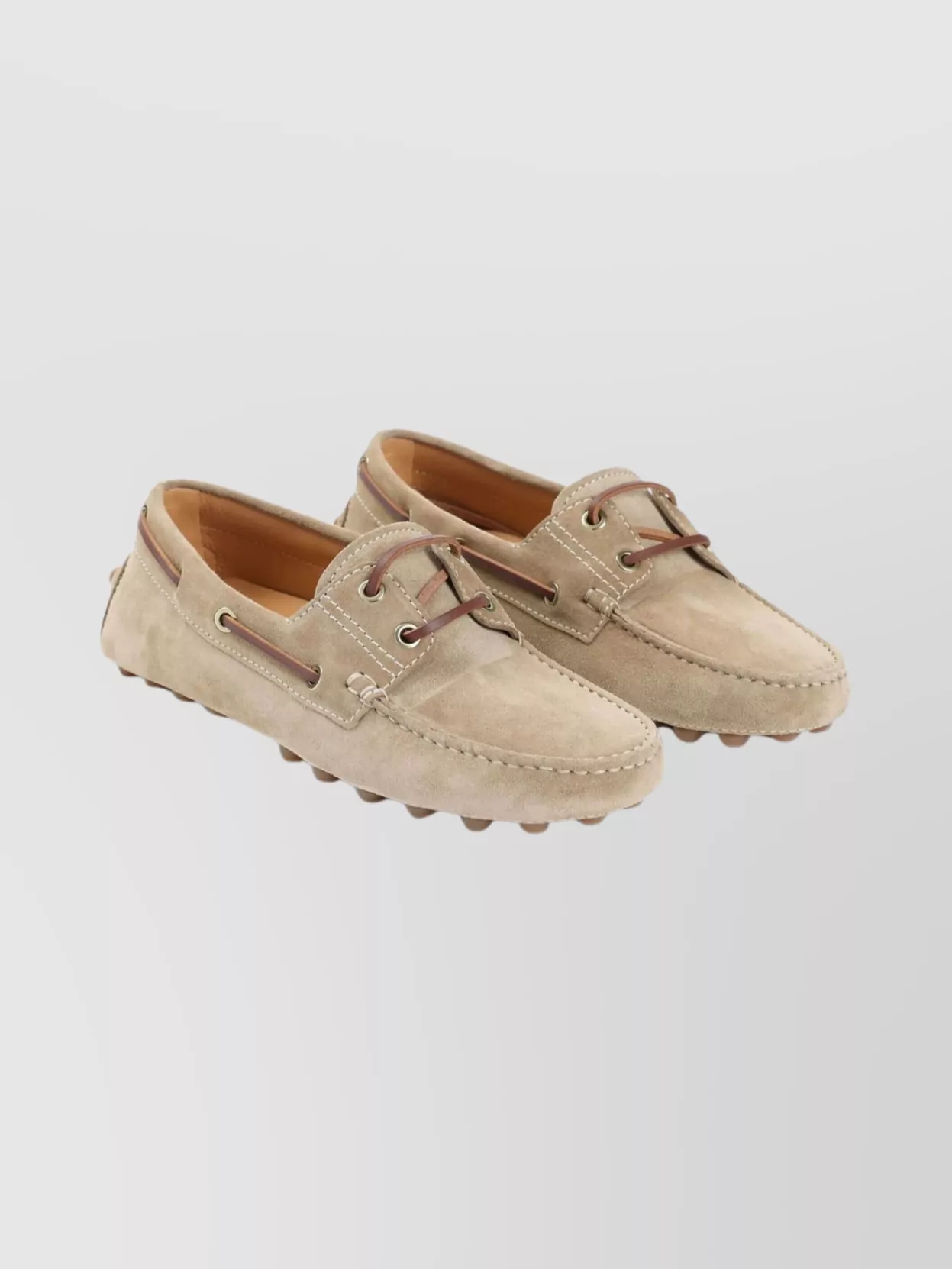 Tod's Suede Loafers With Lace Detail And Rubber Sole In Multi