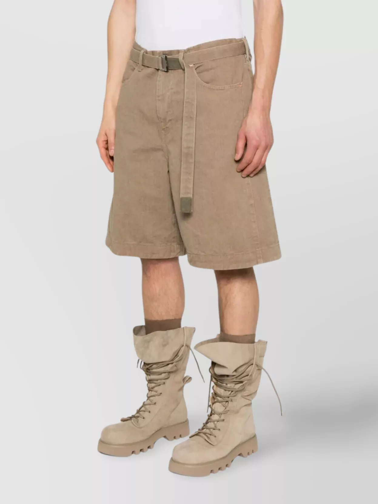Sacai Denim Shorts With Adjustable Belt Loops