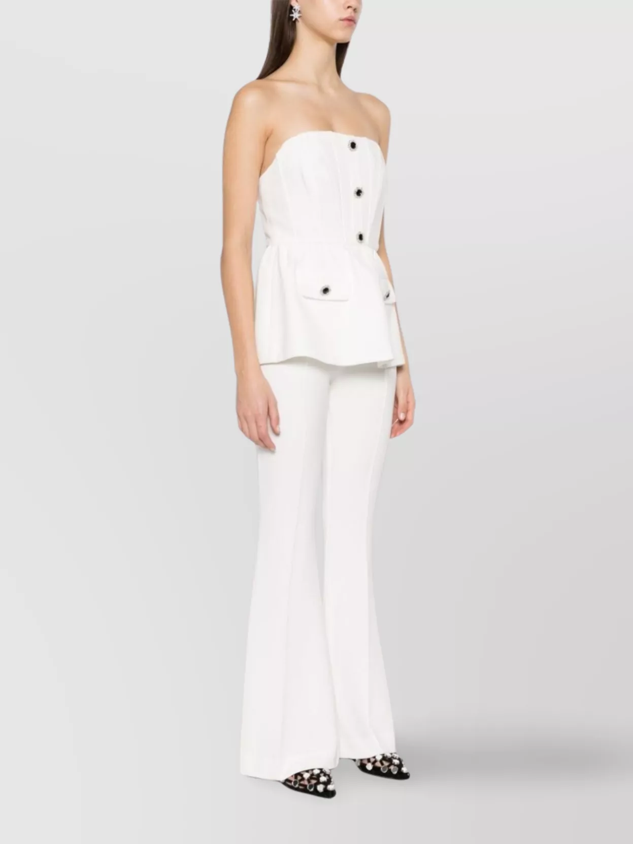 Self-portrait Strapless Belted Embellished Stretch-crepe Jumpsuit