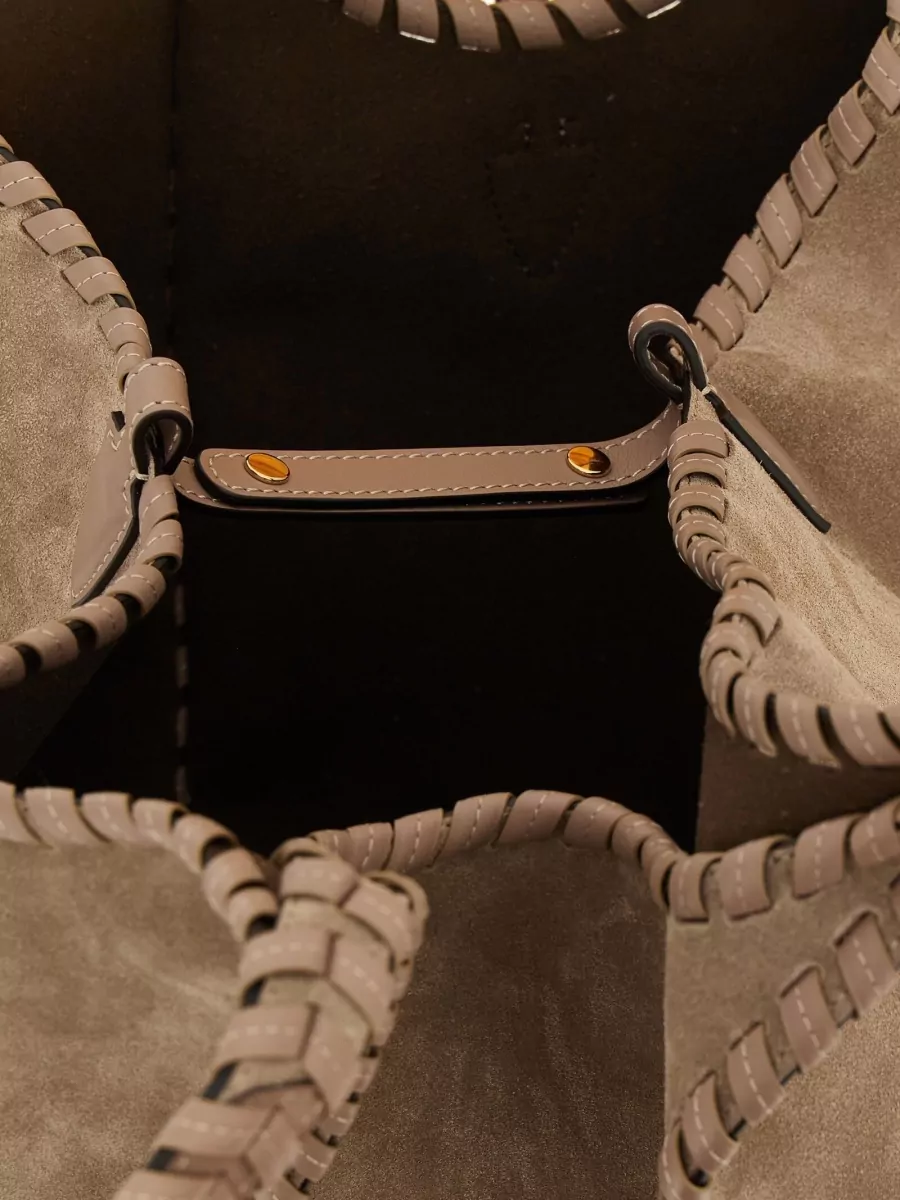 Tod's T Medium Suede Hobo Shoulder Bag Braided Handles