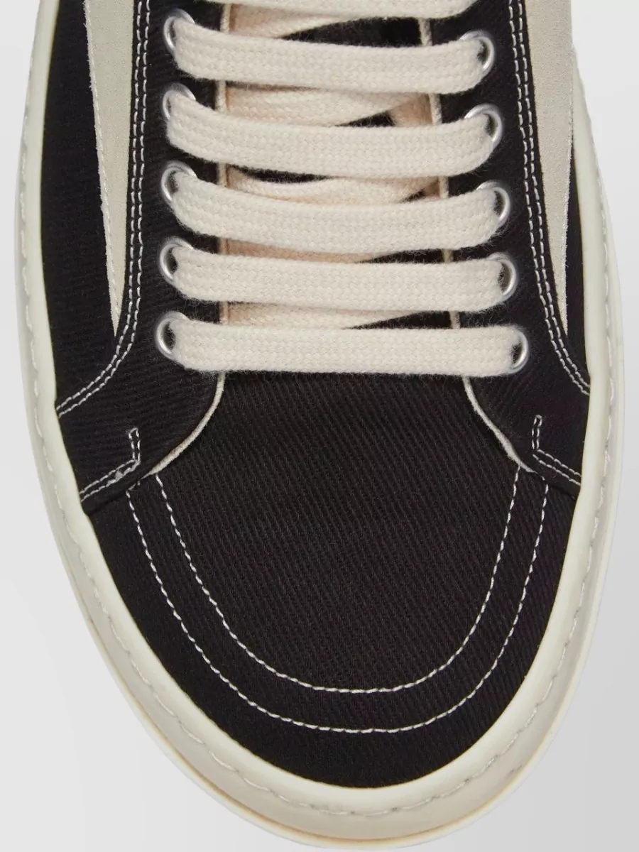 Rick Owens Drkshdw Denim Leather Appliqué Low-Top Sneakers