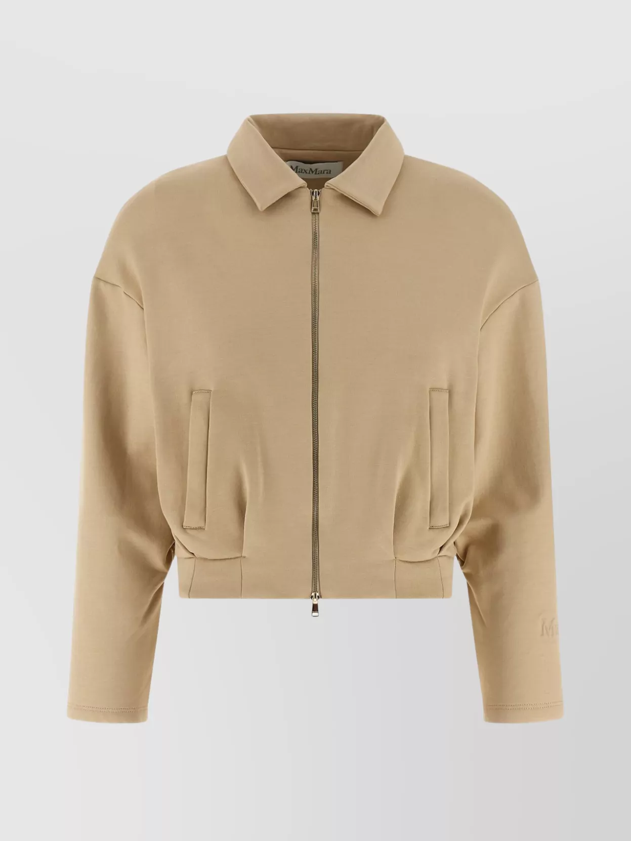 Max Mara Collared Sweatshirt With Front Pockets And Long Sleeves In Brown