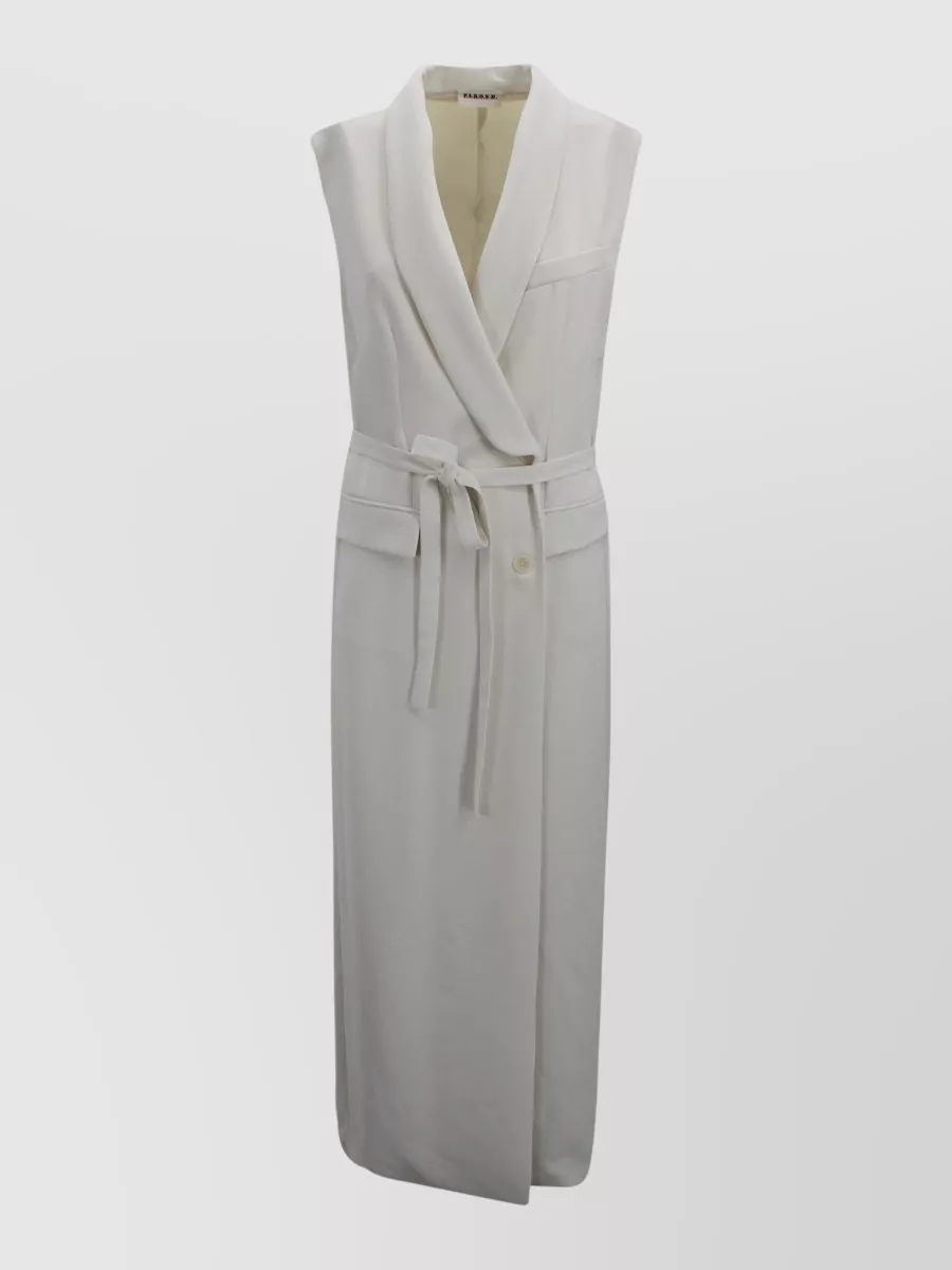 Parosh Sleeveless Belted Maxi Dress