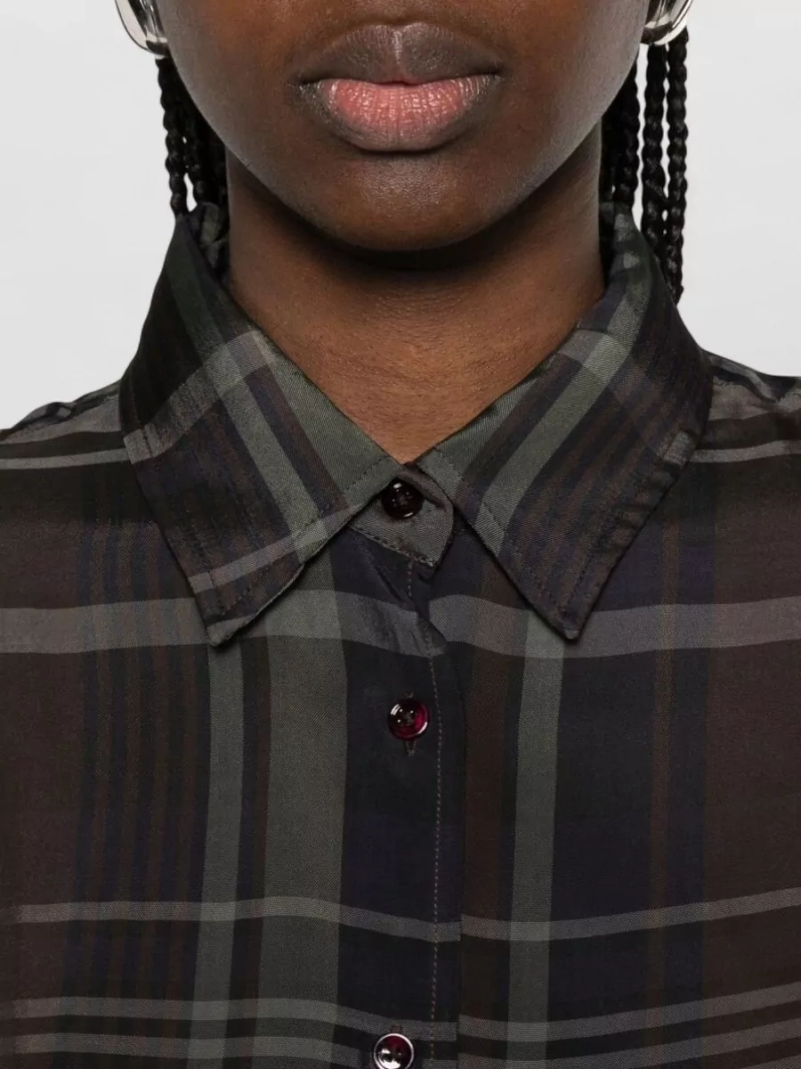 The Frankie Shop Sheer Long-Sleeve Classic-Collar Shirt