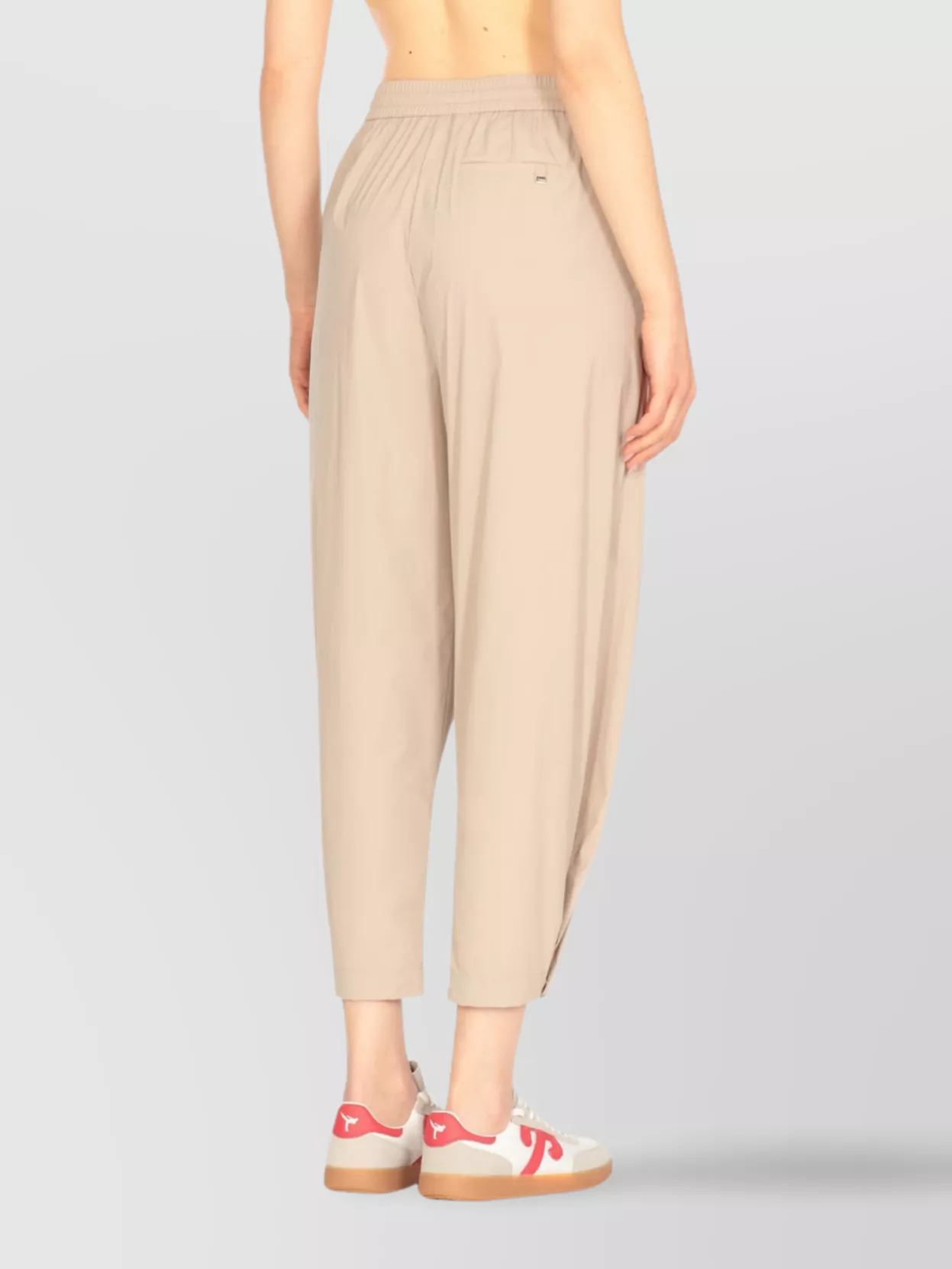 Herno Straight Tech Fabric Trousers In Neutral