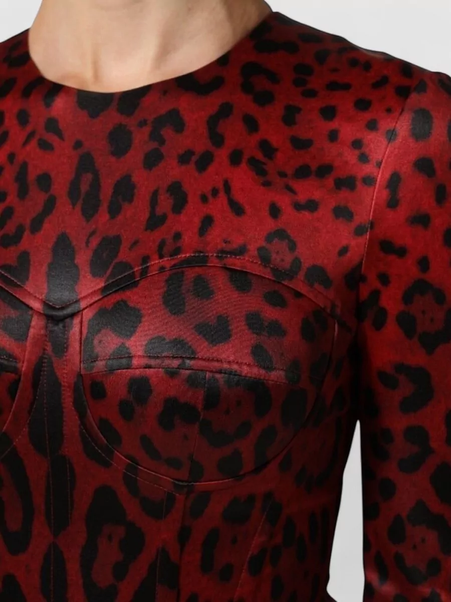 Dolce&Gabbana leopard print long sleeve midi dress